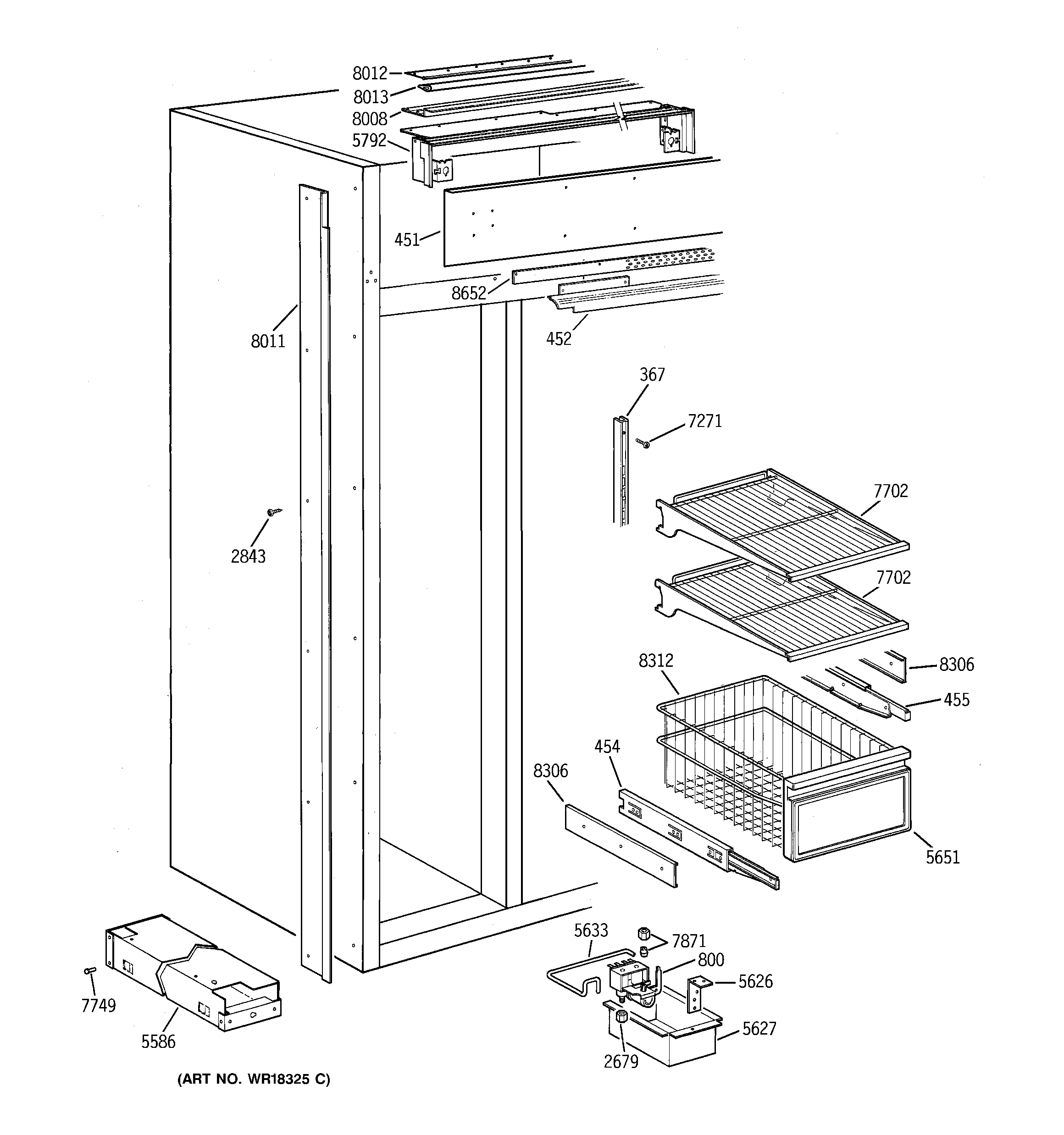 GE ZISW42DXA freezer section diagram