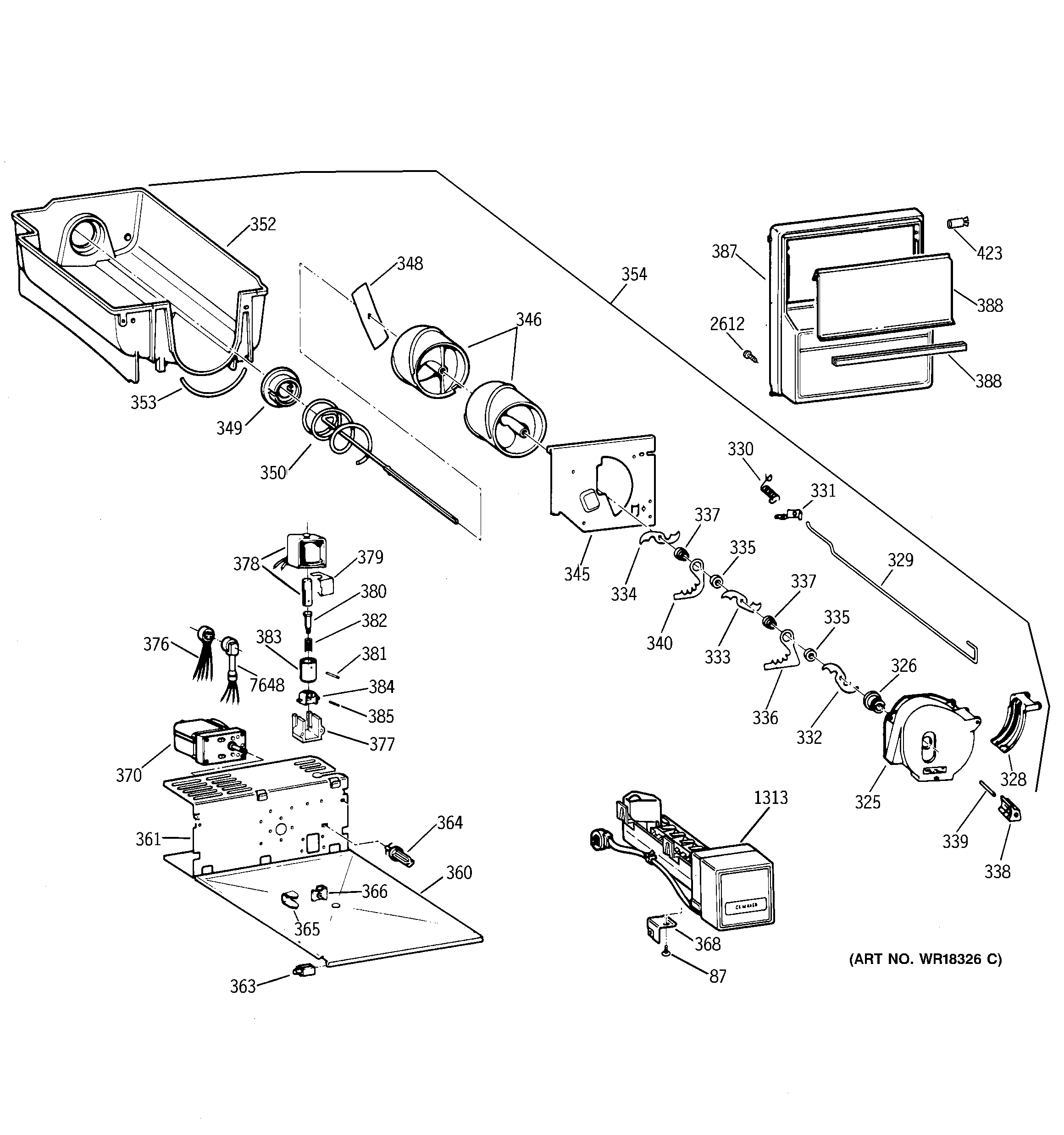 GE ZISW42DXA ice bucket assembly diagram
