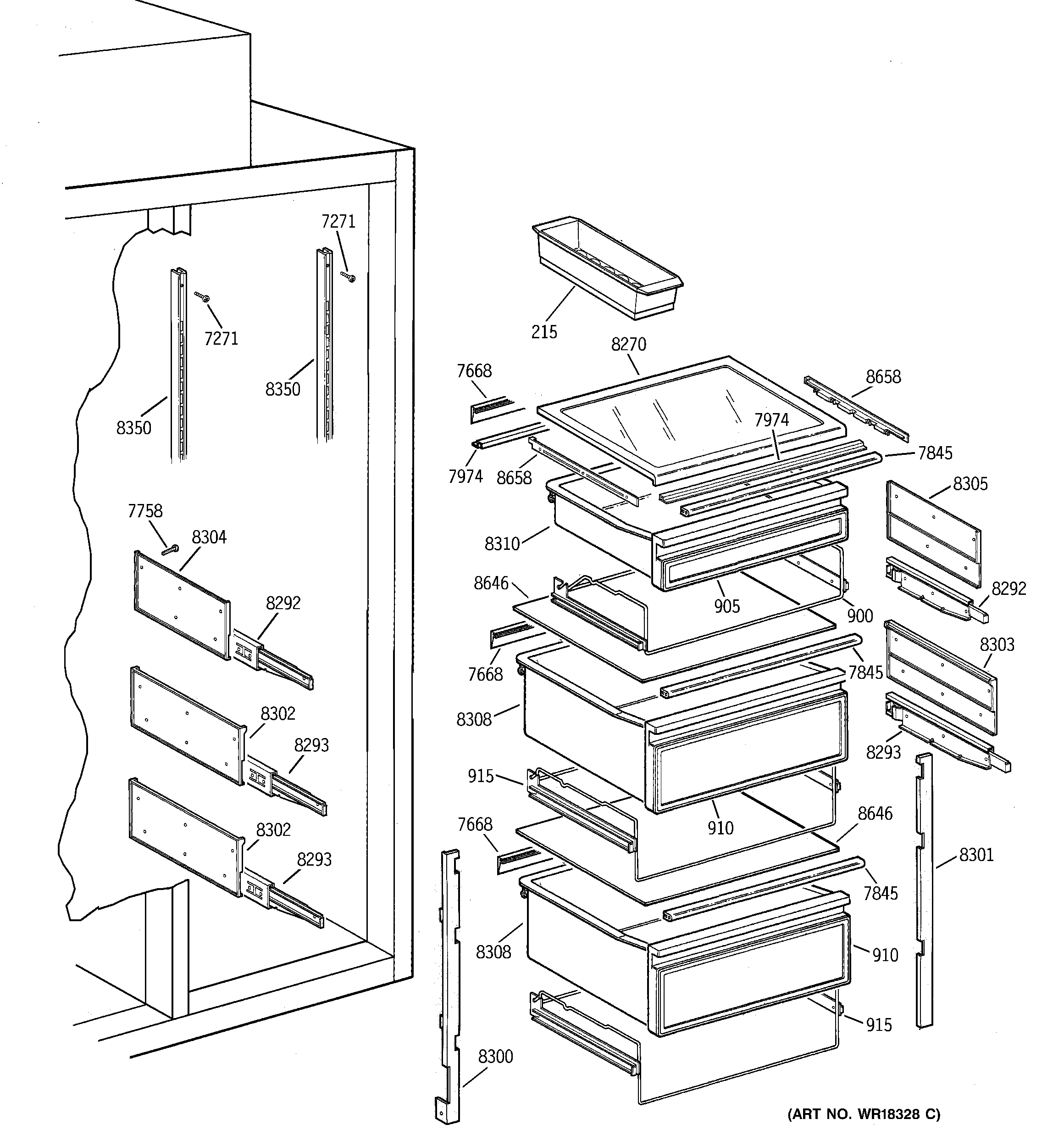 GE ZISW42DXA fresh food section diagram
