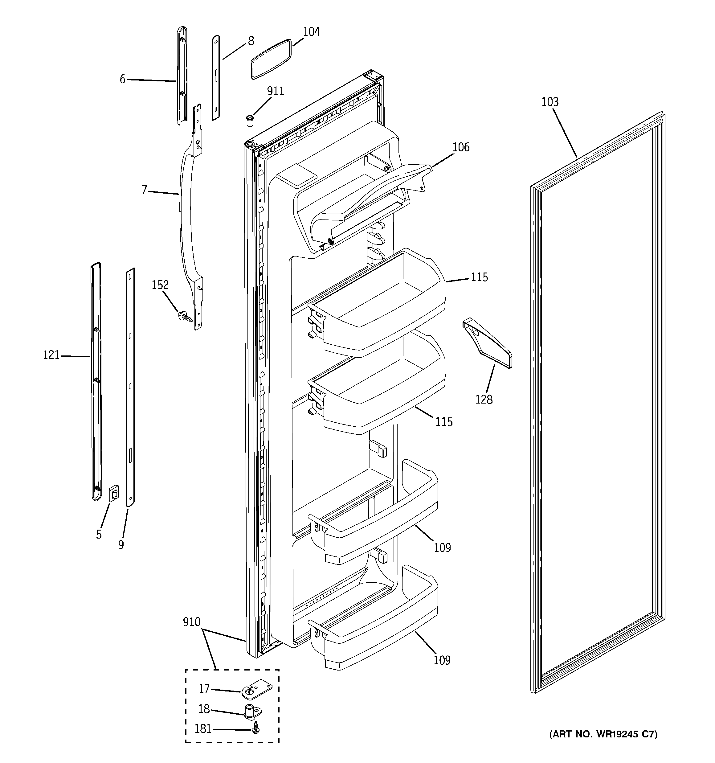 GE ESH22XGPACC fresh food door diagram