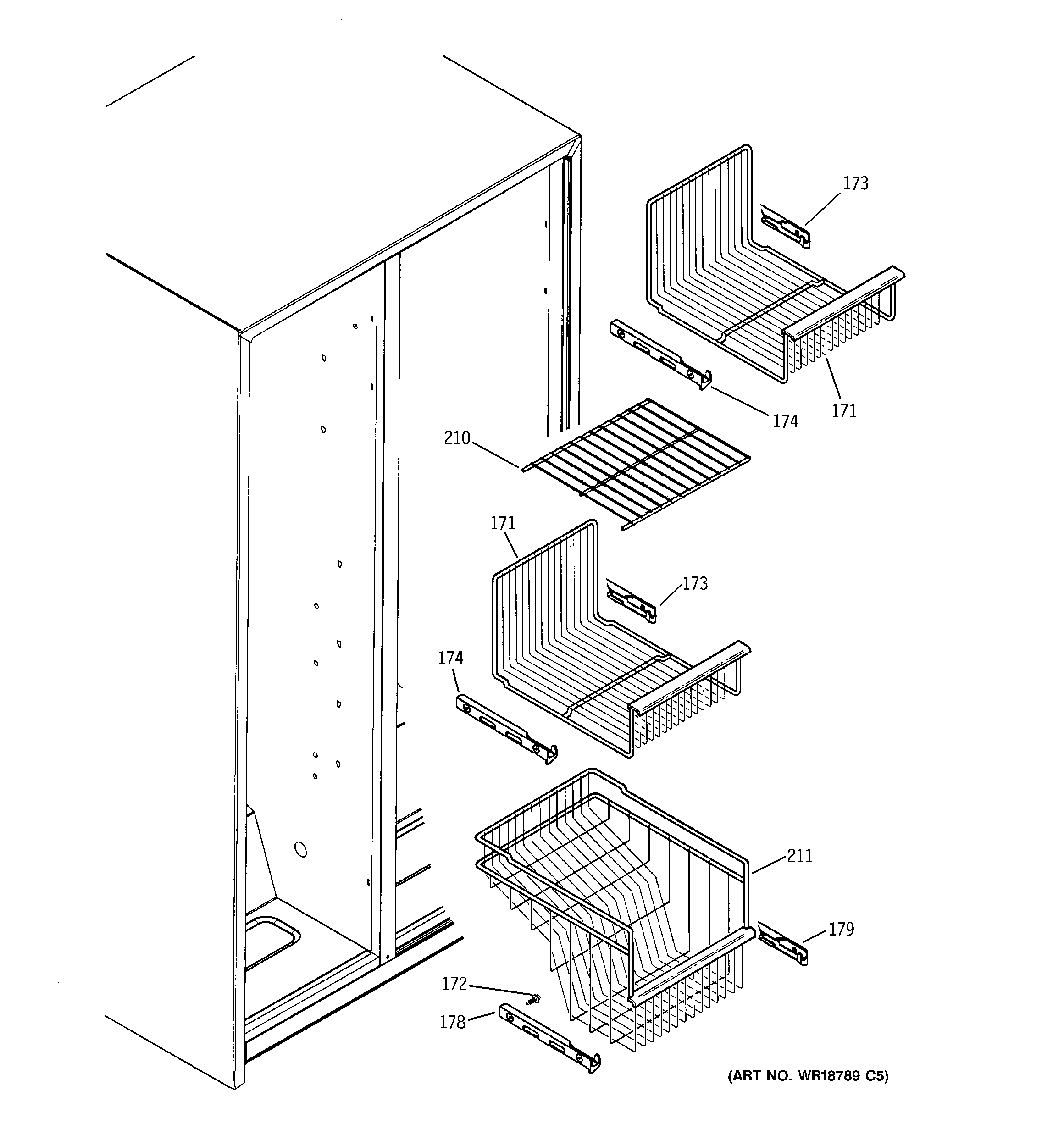 GE ESH22XGPACC freezer shelves diagram