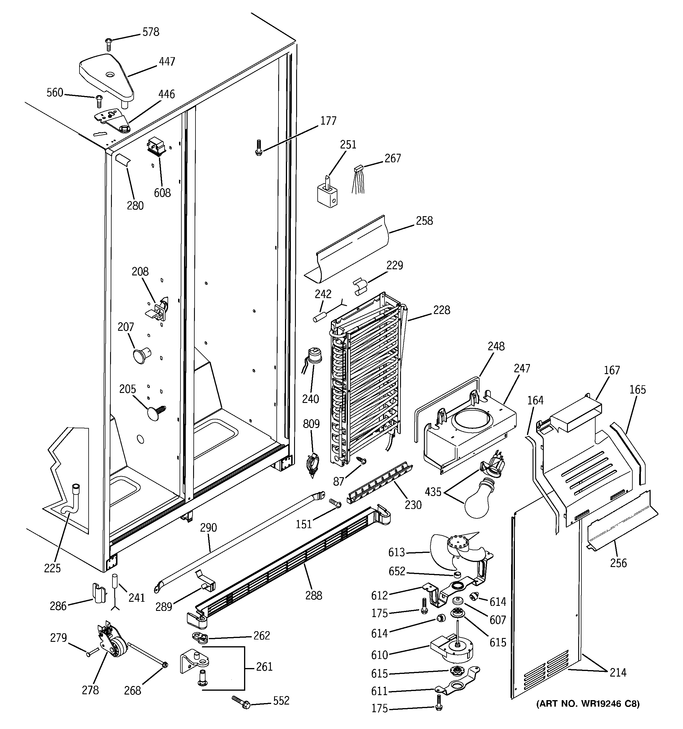 GE GSH22JFPAWW freezer section diagram