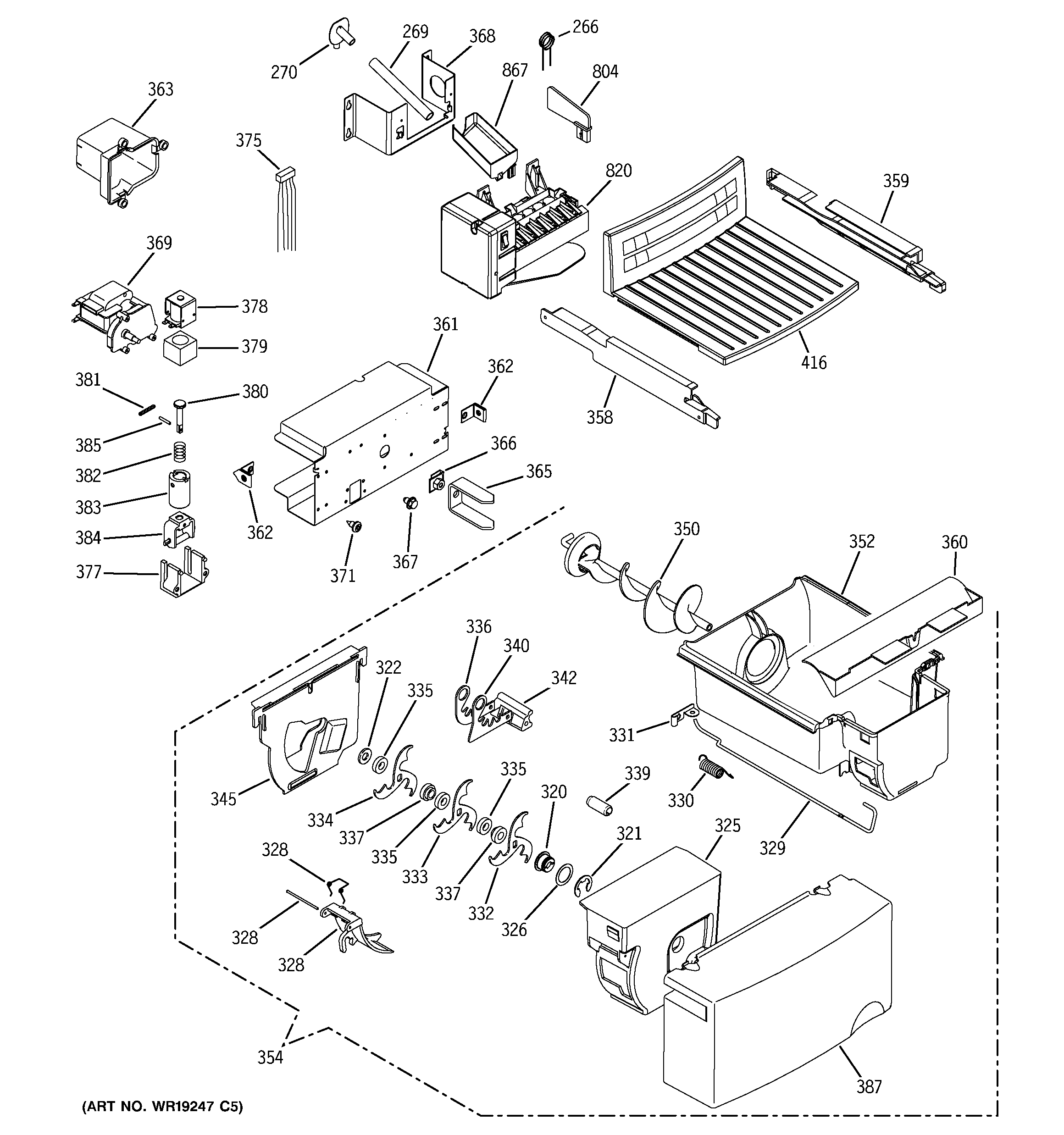 GE GSH25VGPABB ice maker & dispenser diagram