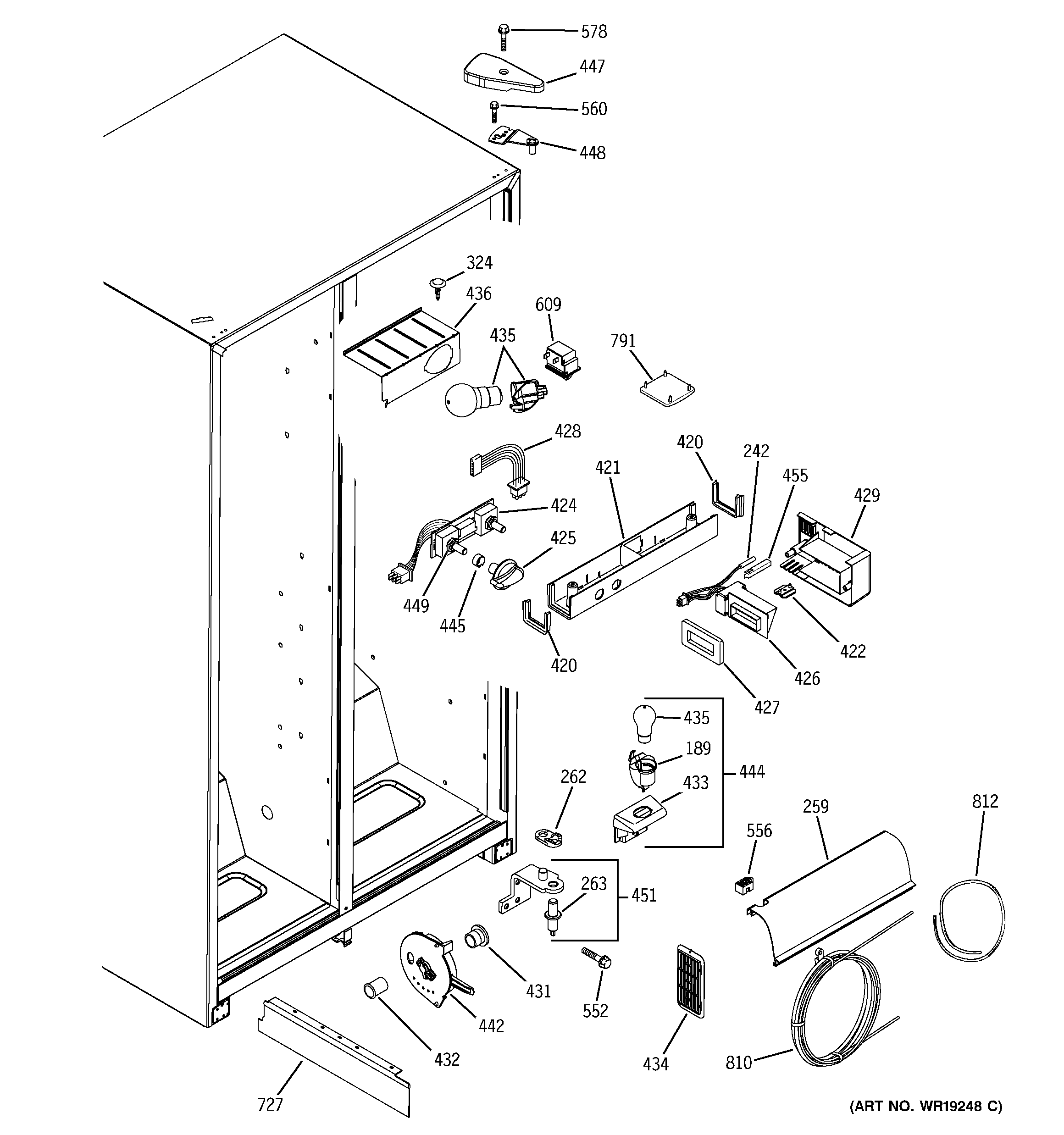 GE GSS25JEPABB fresh food section diagram