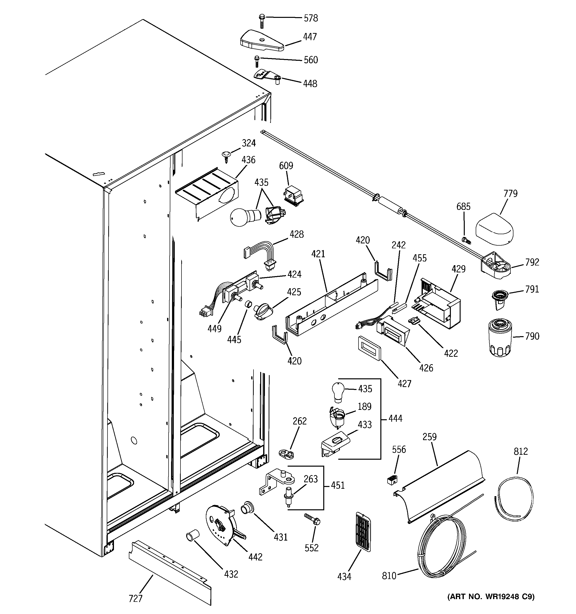 GE GSS25VFPACC fresh food section diagram