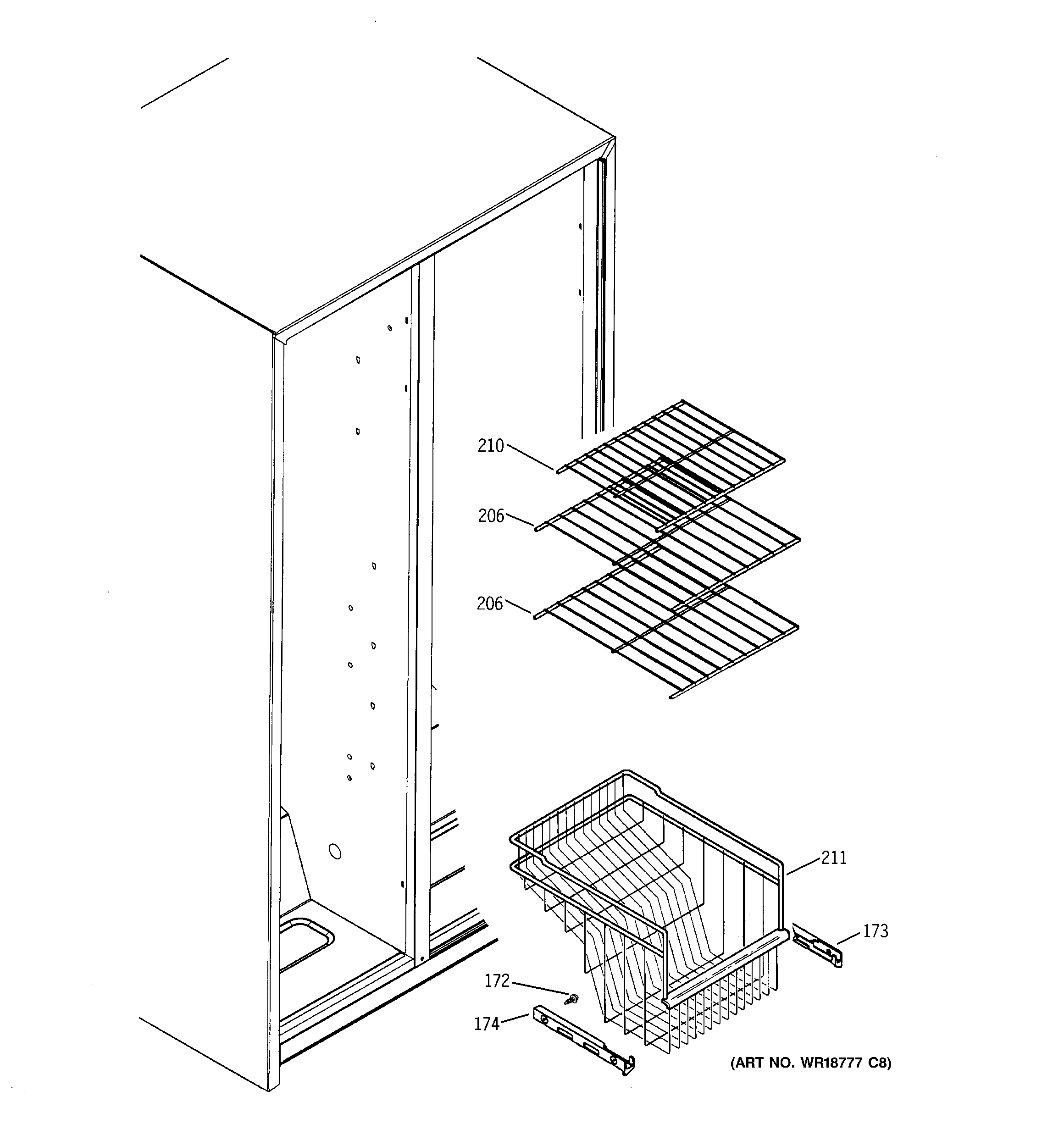 GE GST20IEPACC freezer shelves diagram