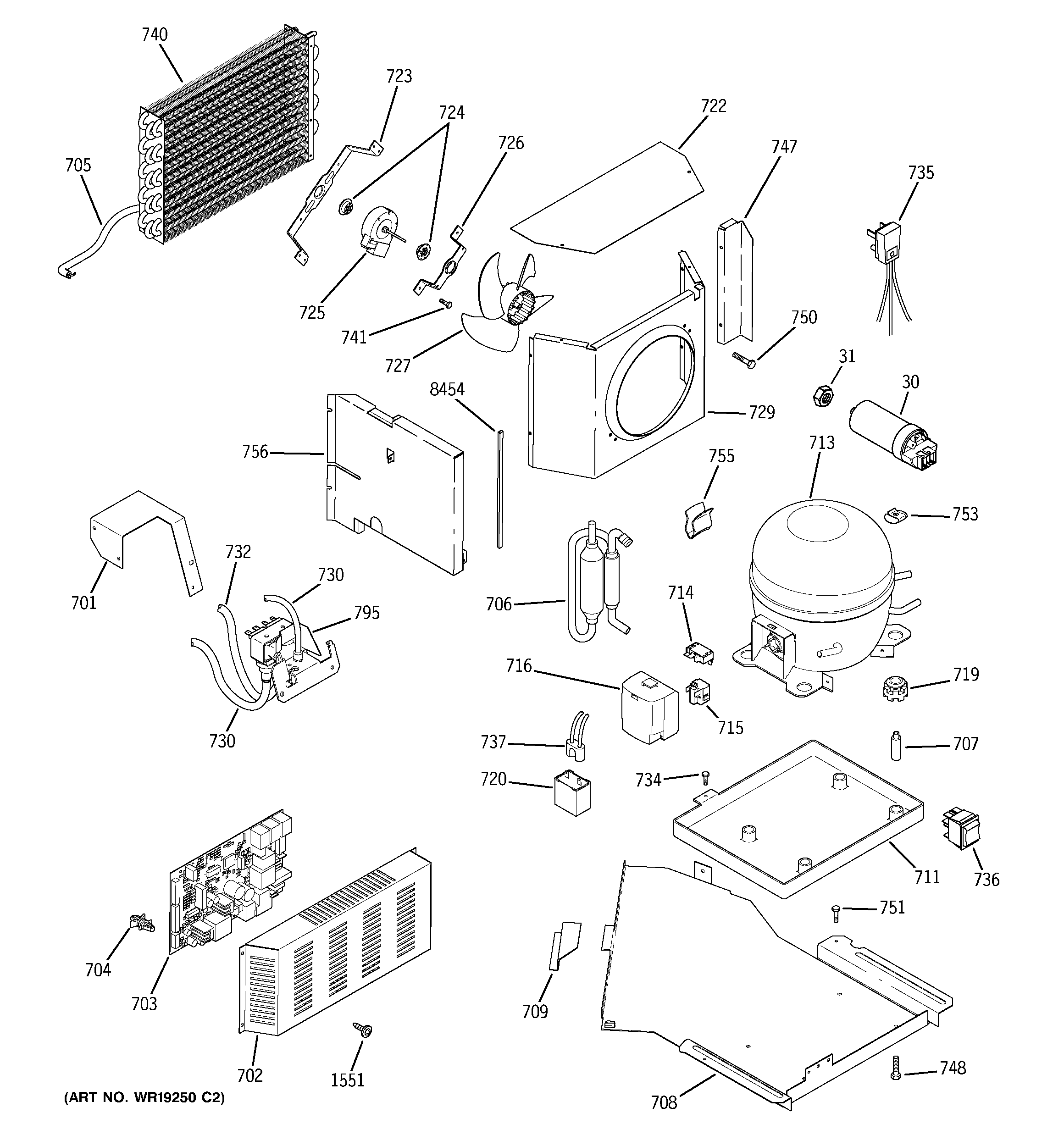 GE ZIS480NMC sealed system & mother board diagram