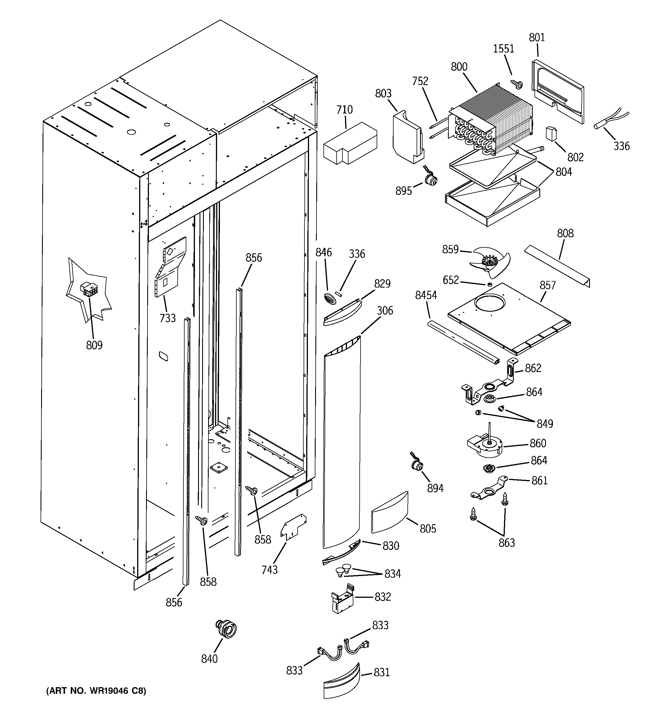 GE ZIS480NMC freezer section diagram