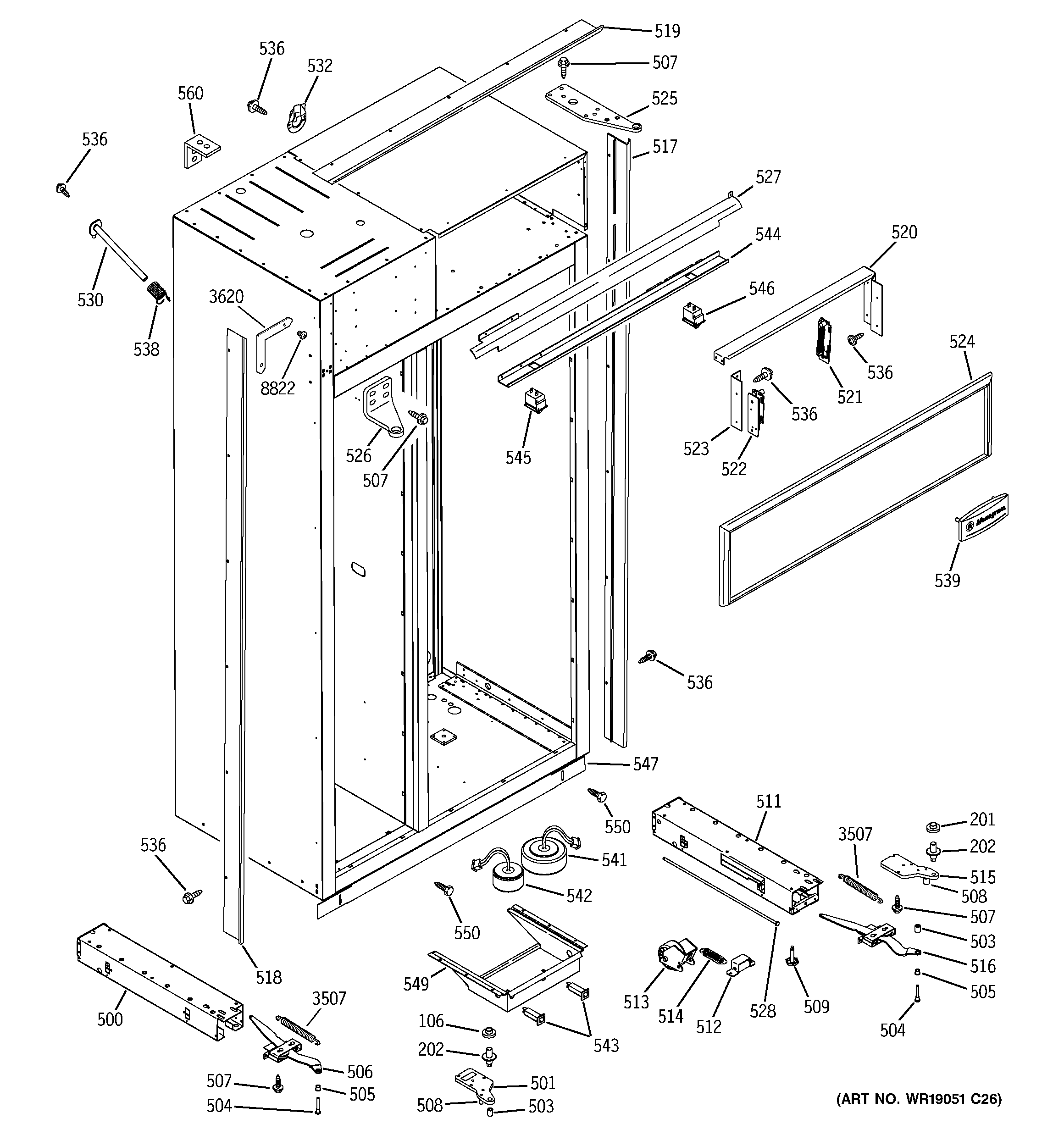 GE ZIS480NMC case parts diagram