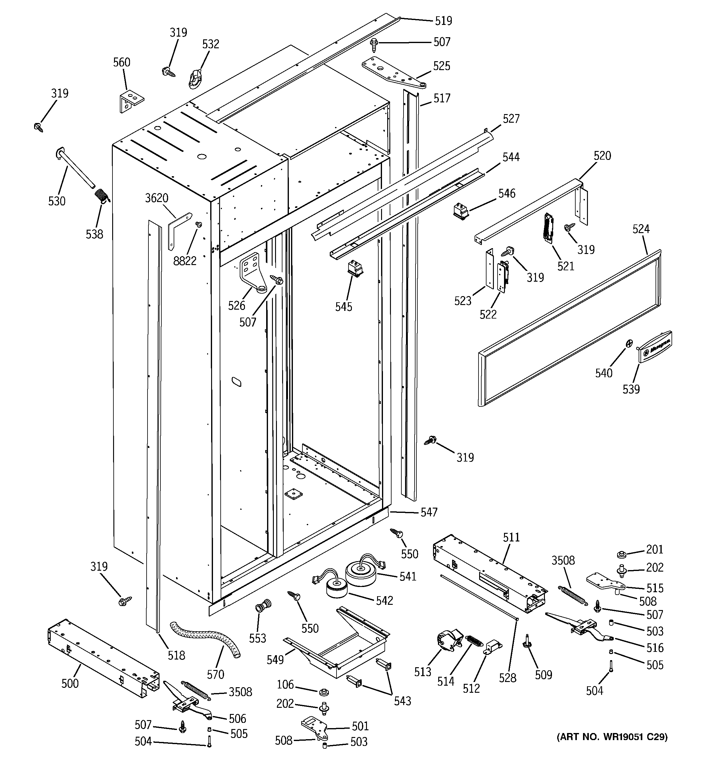 GE ZISS360DMC case parts diagram