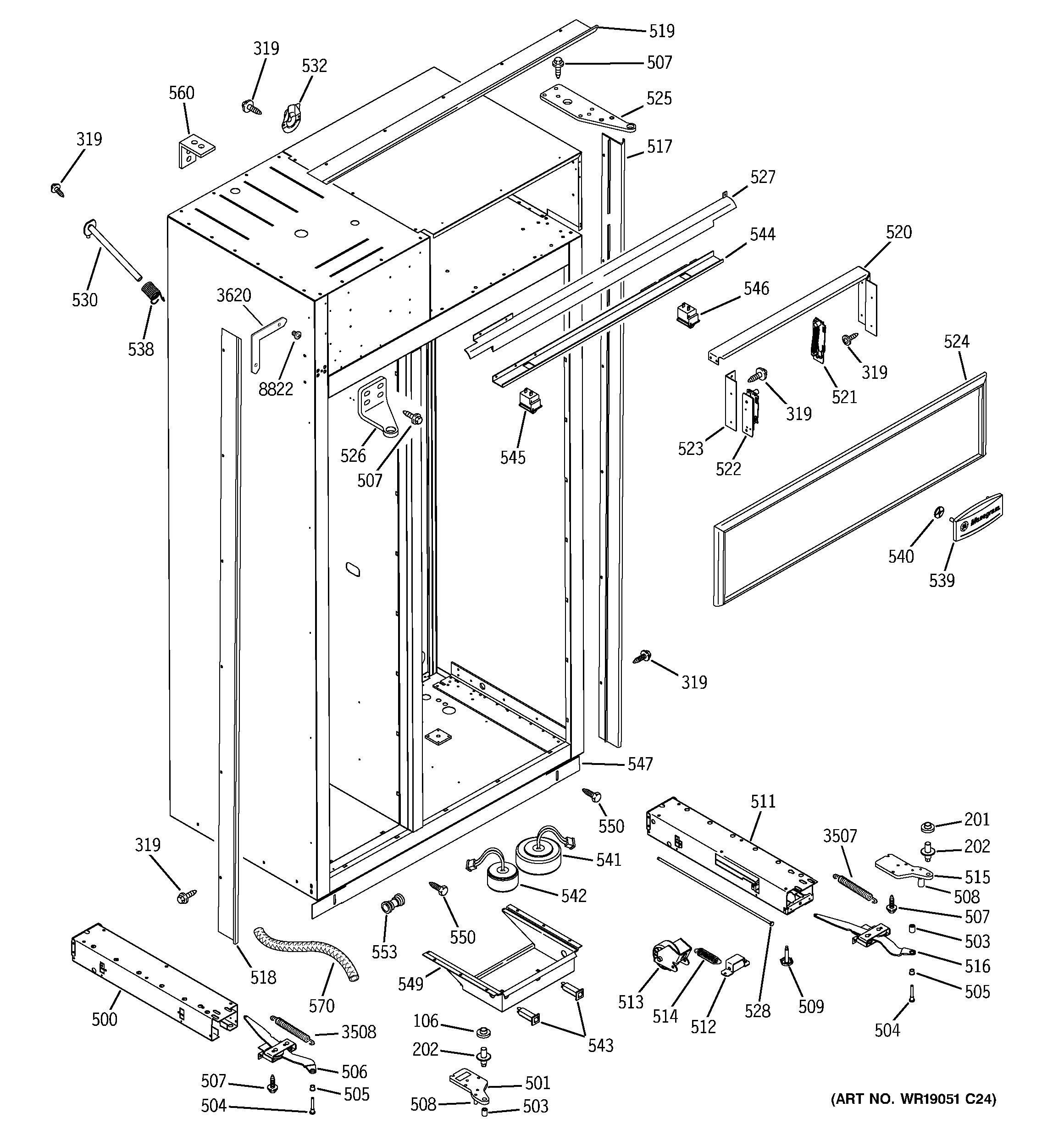 GE ZISS420DMC case parts diagram