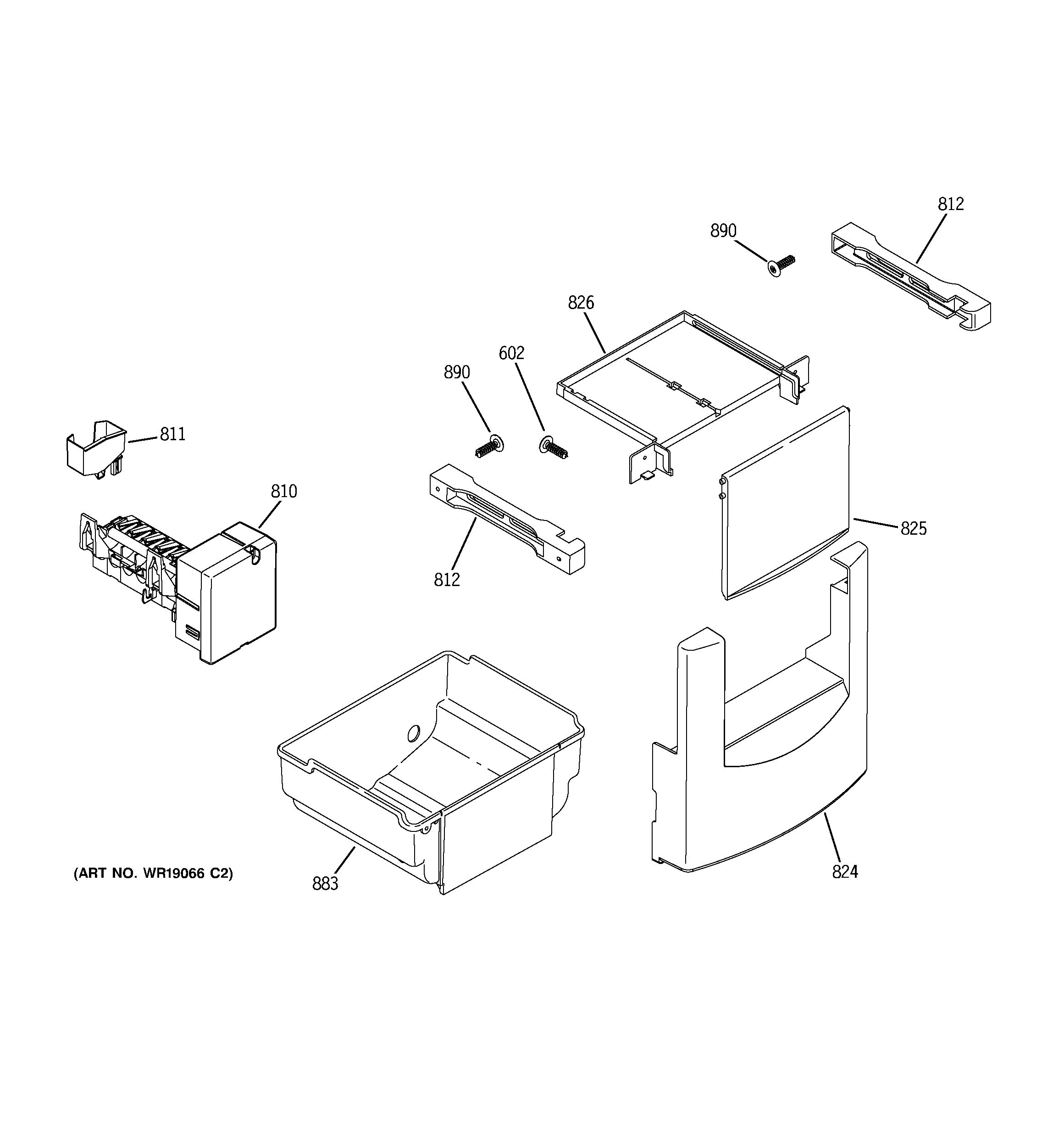 GE ZISS420NMC ice maker & dispenser diagram