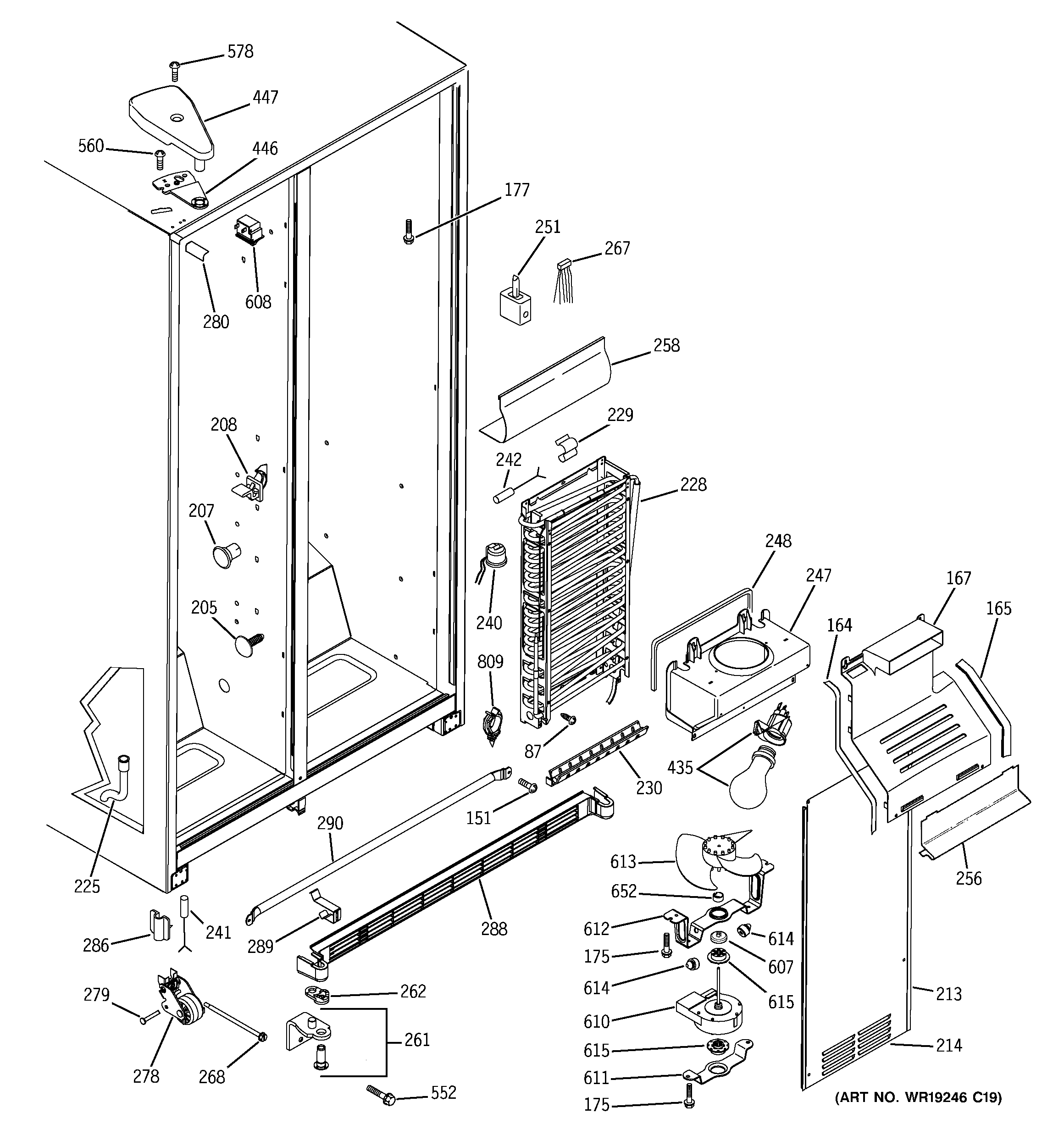 GE GSS22WGPBWW freezer section diagram