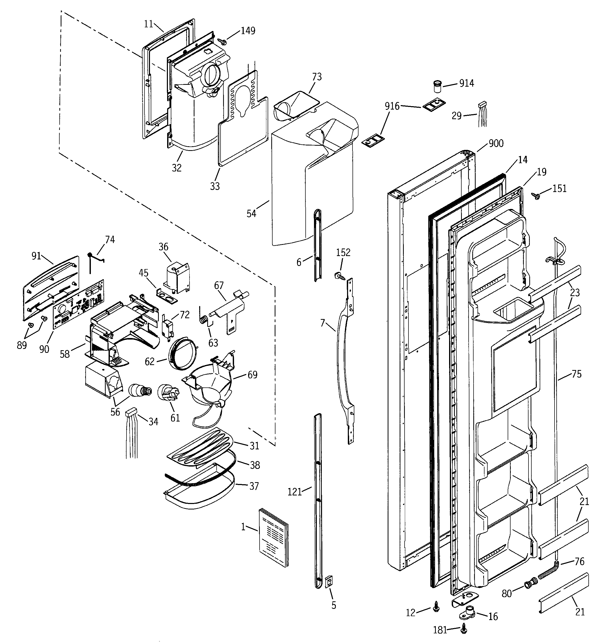 GE GST20IEMACC freezer door diagram