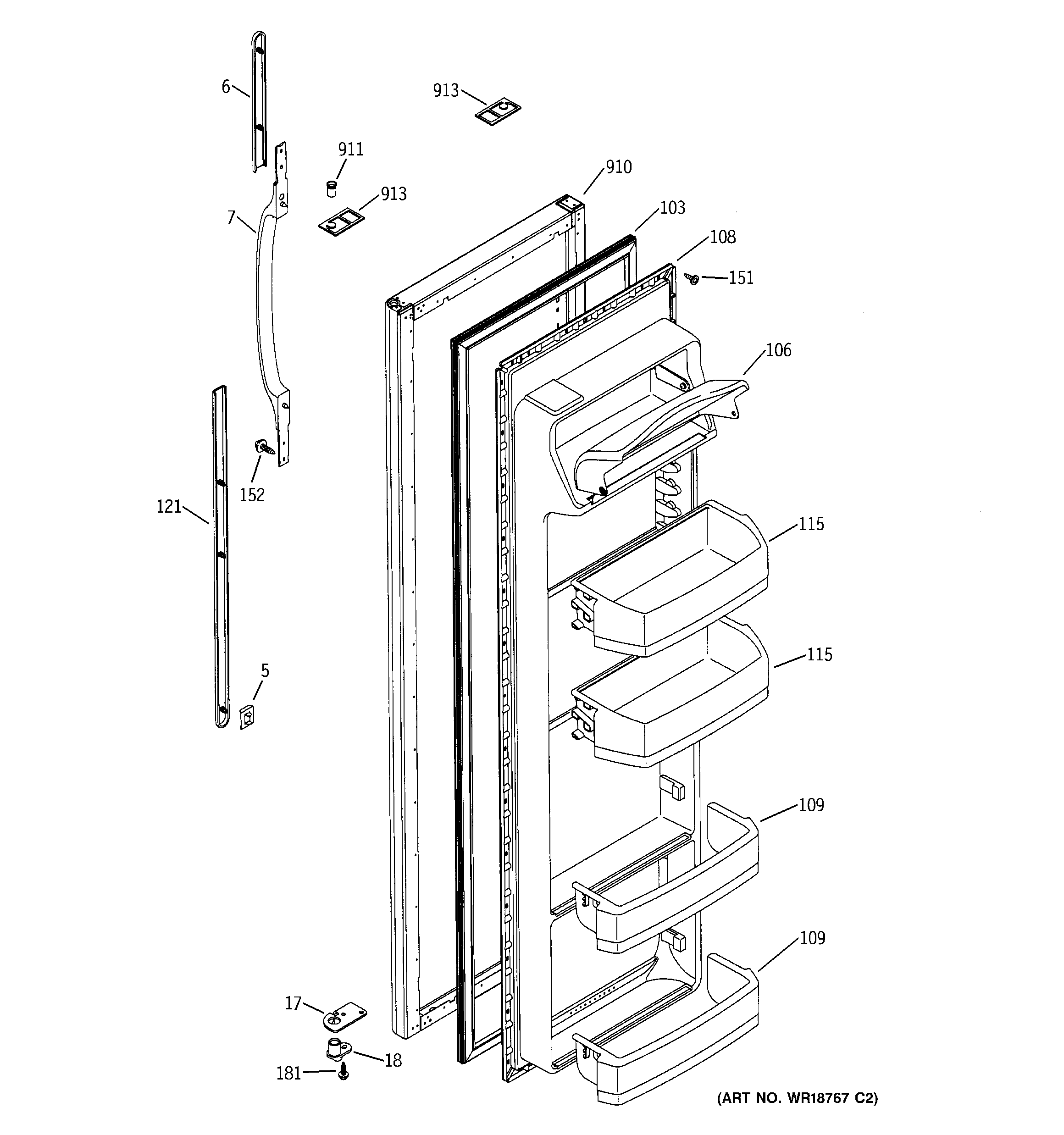 GE GST20IEMACC fresh food door diagram