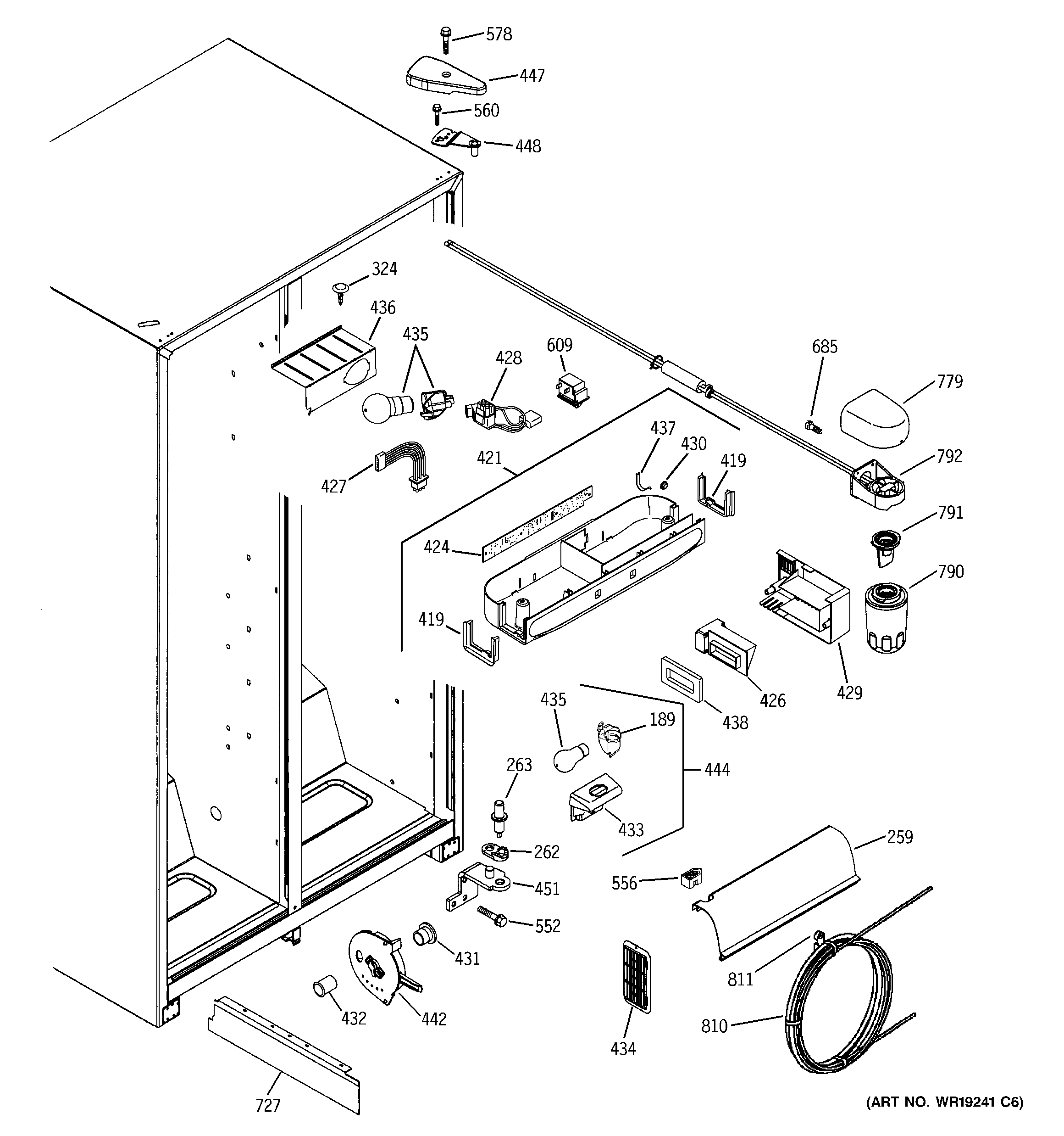 GE GSH22VGPBBB fresh food section diagram
