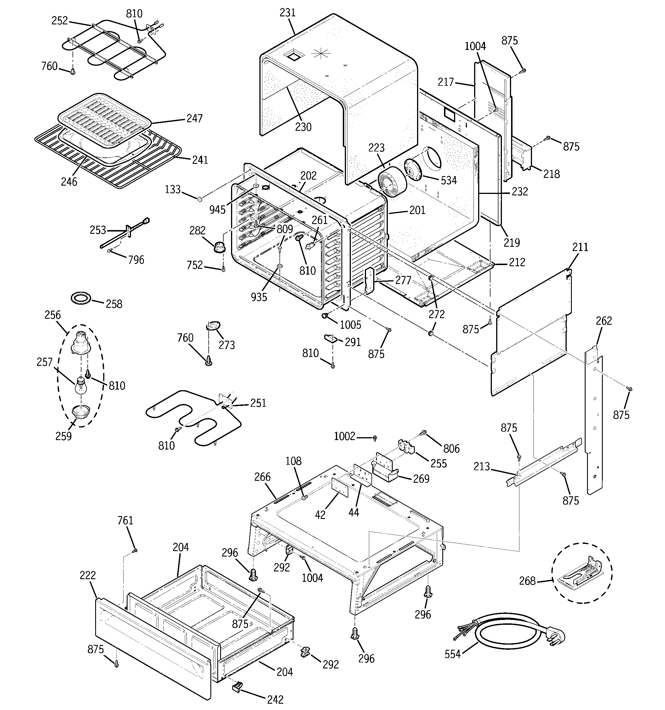 GE JCSP47WF3WW body parts diagram