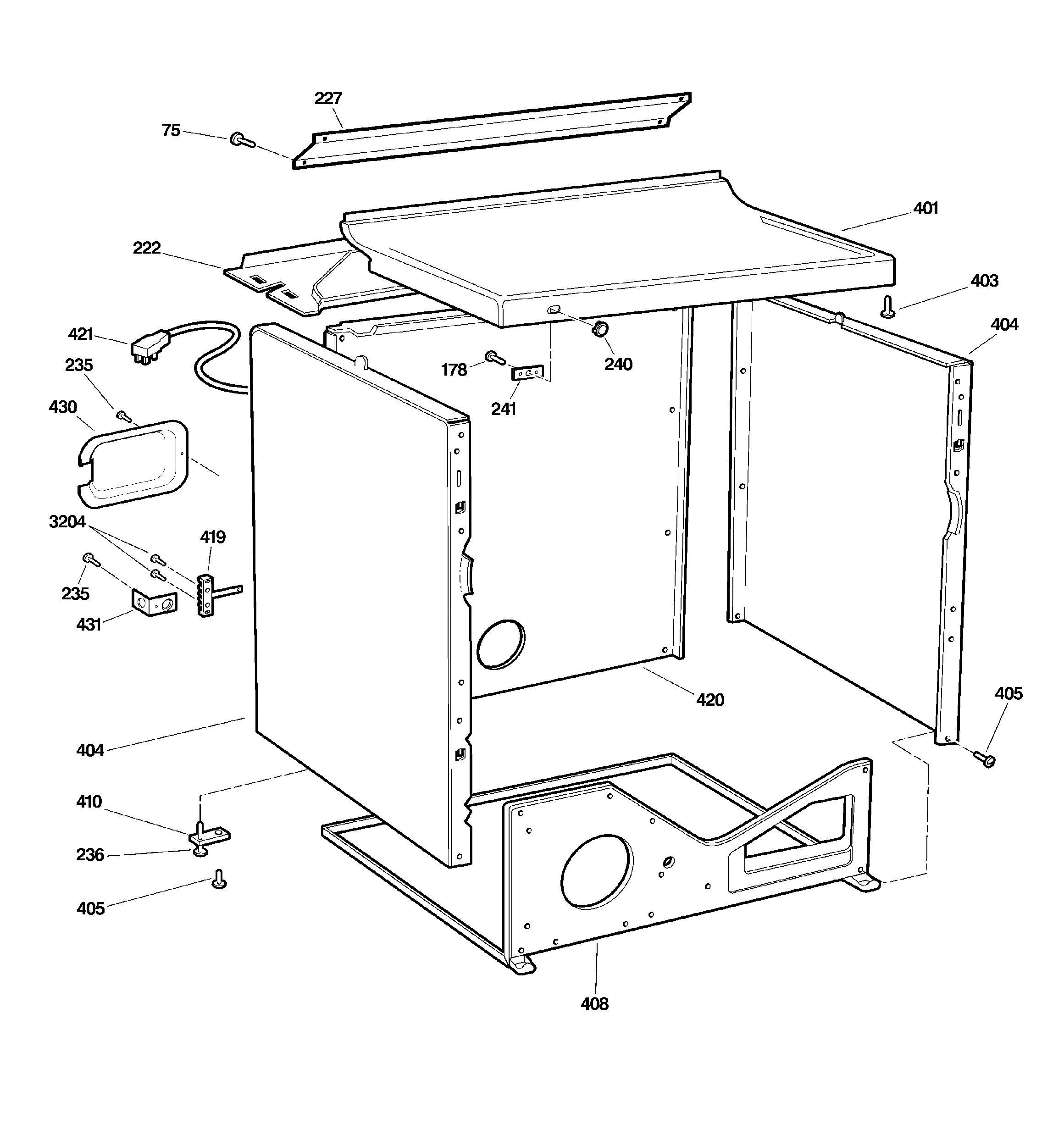 GE DCCB330ED0KC cabinet diagram