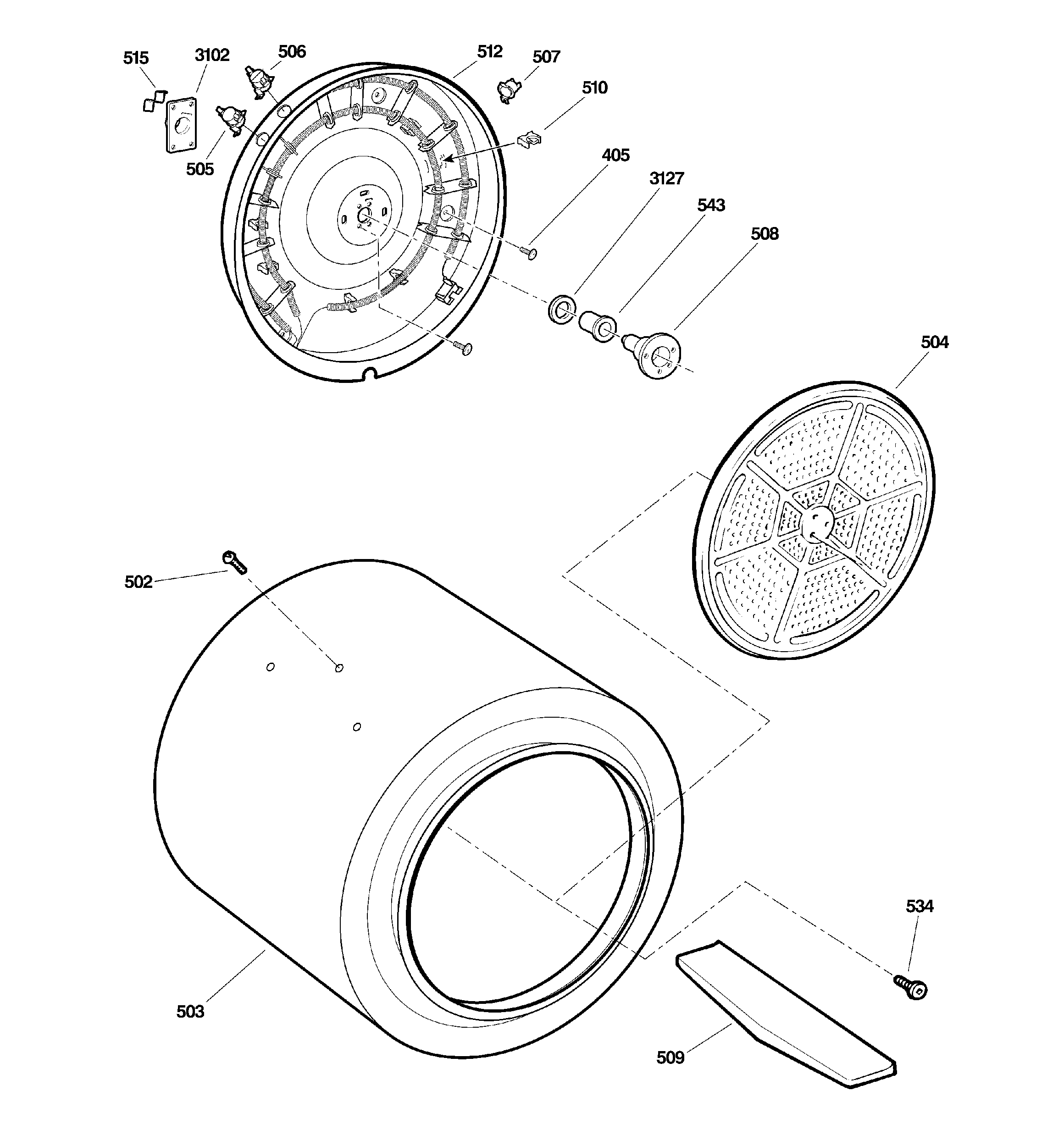 GE DCCB330ED0KC drum diagram