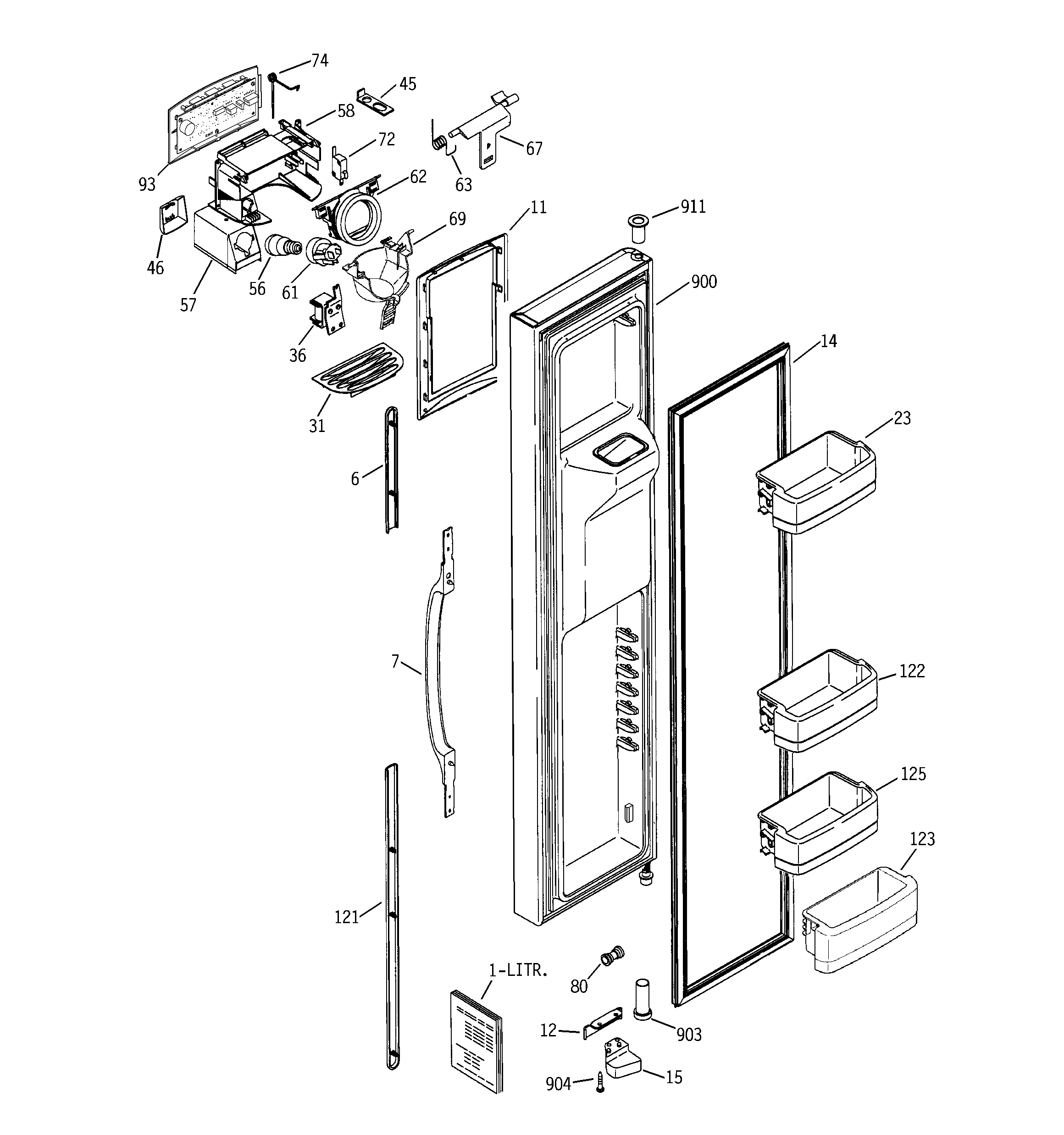 GE GCG21IEMHFWW freezer door diagram