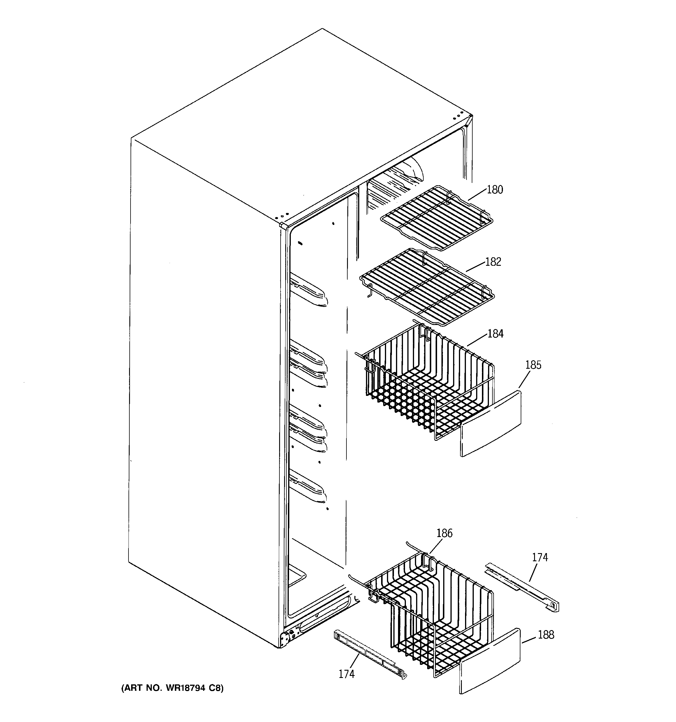 GE GCG21IEMHFWW freezer shelves diagram