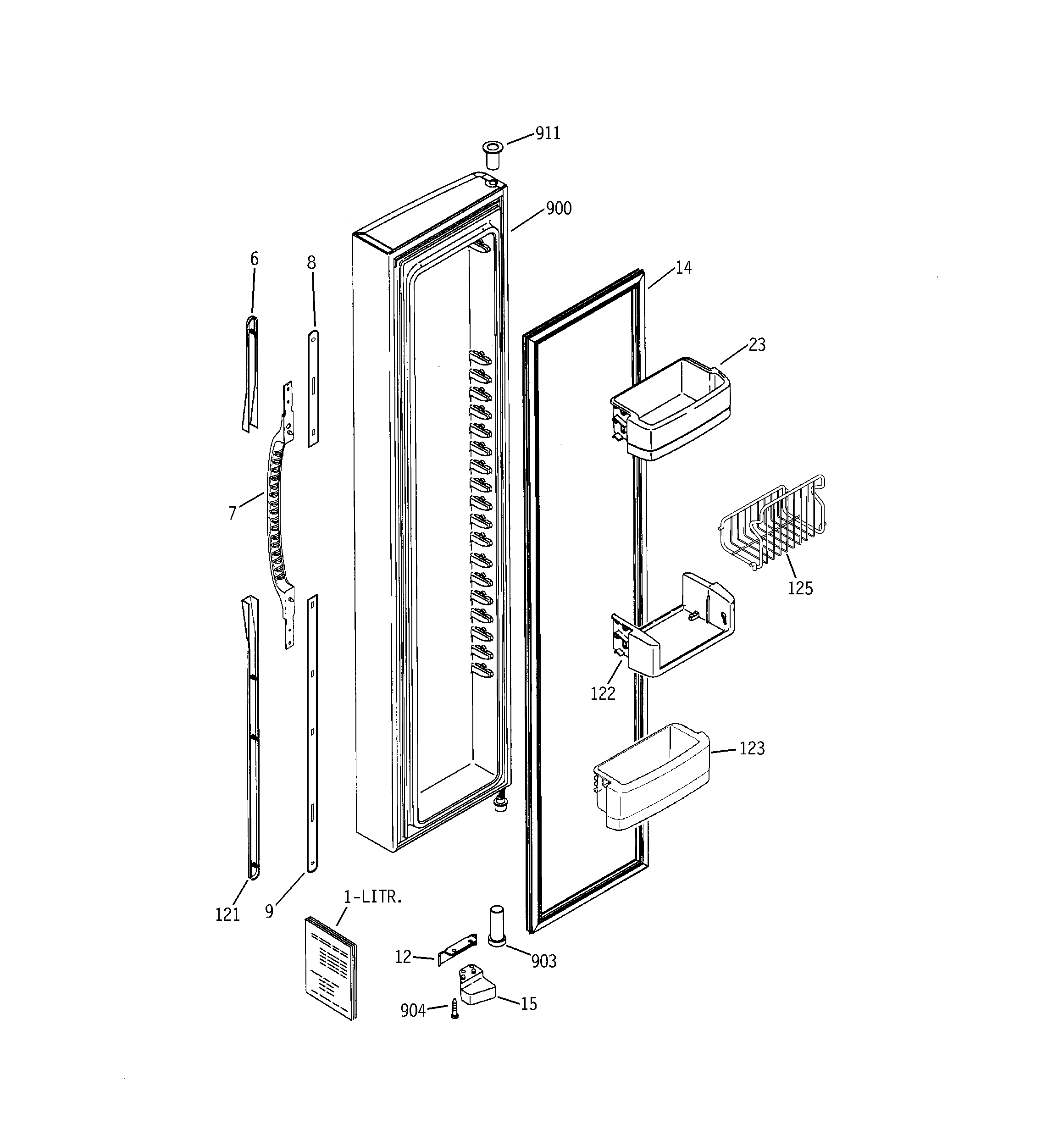 GE GCK23LCNCFCC freezer door diagram