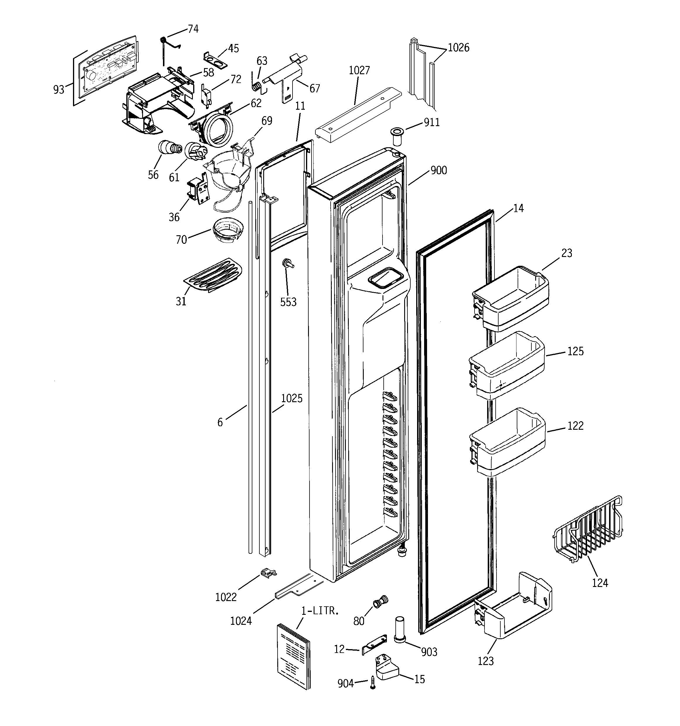 GE GIG21IEMFFWS freezer door diagram