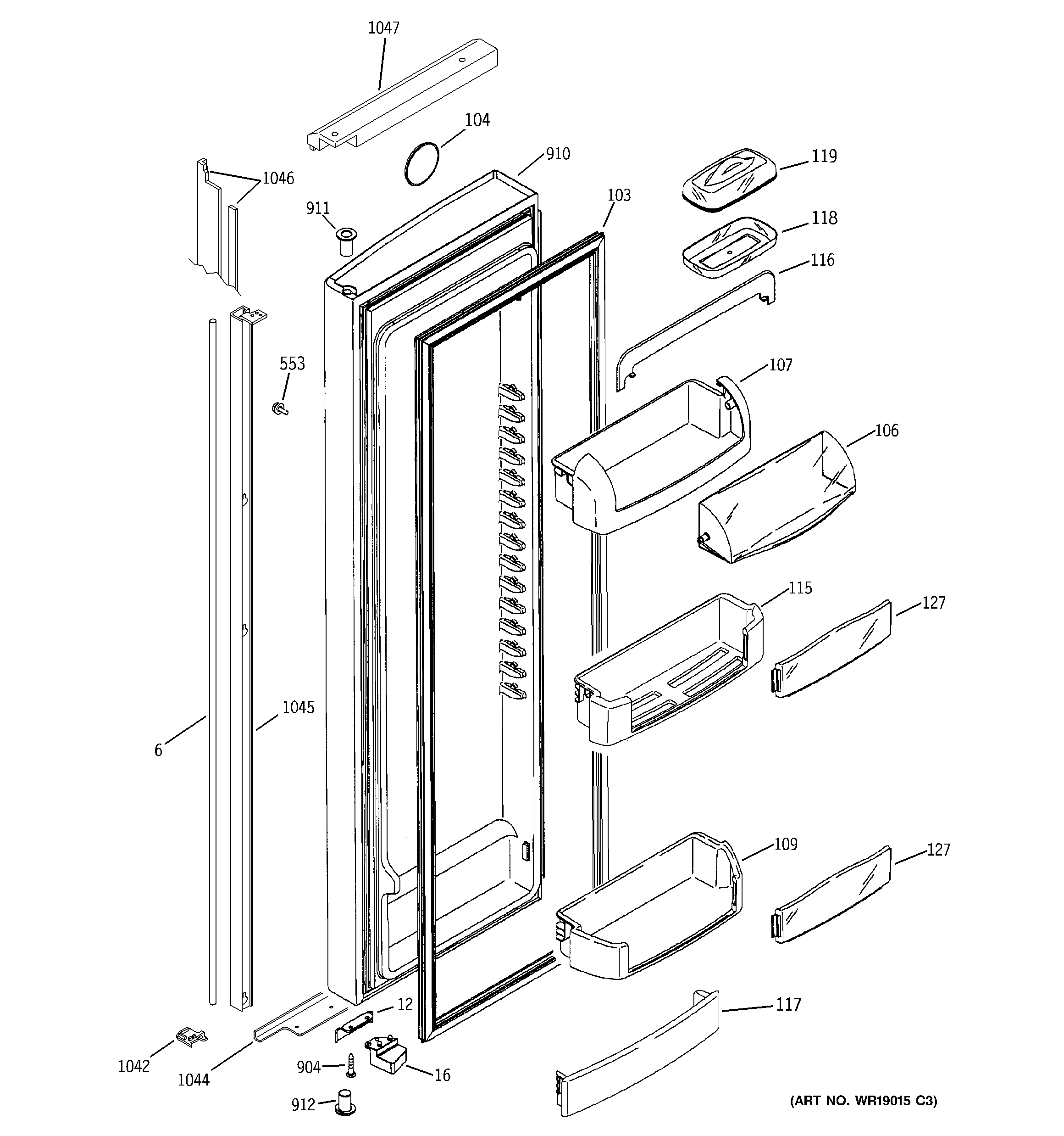 GE GIG21IEMFFWS fresh food door diagram