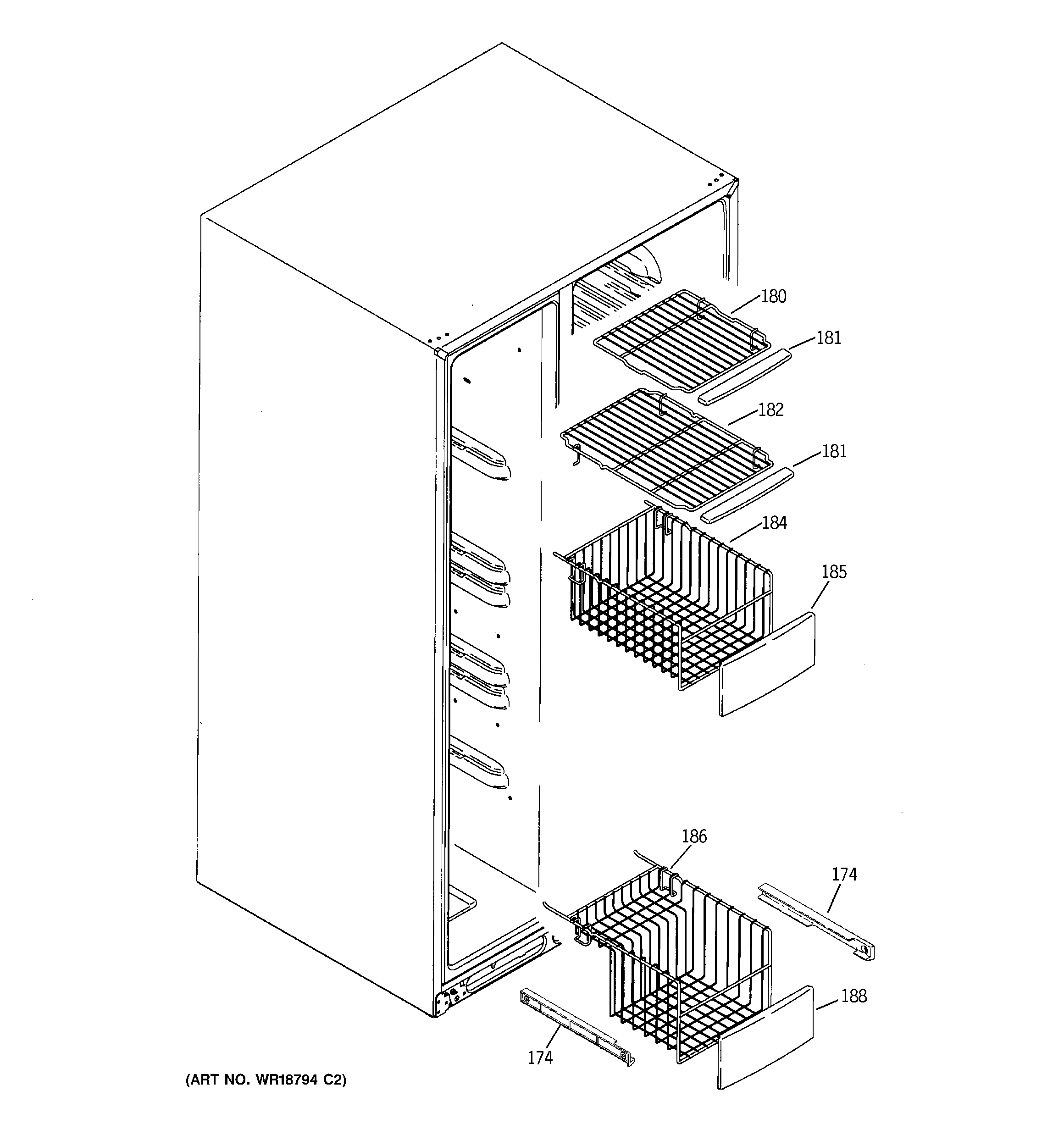 GE GIG21IEMFFWS freezer shelves diagram