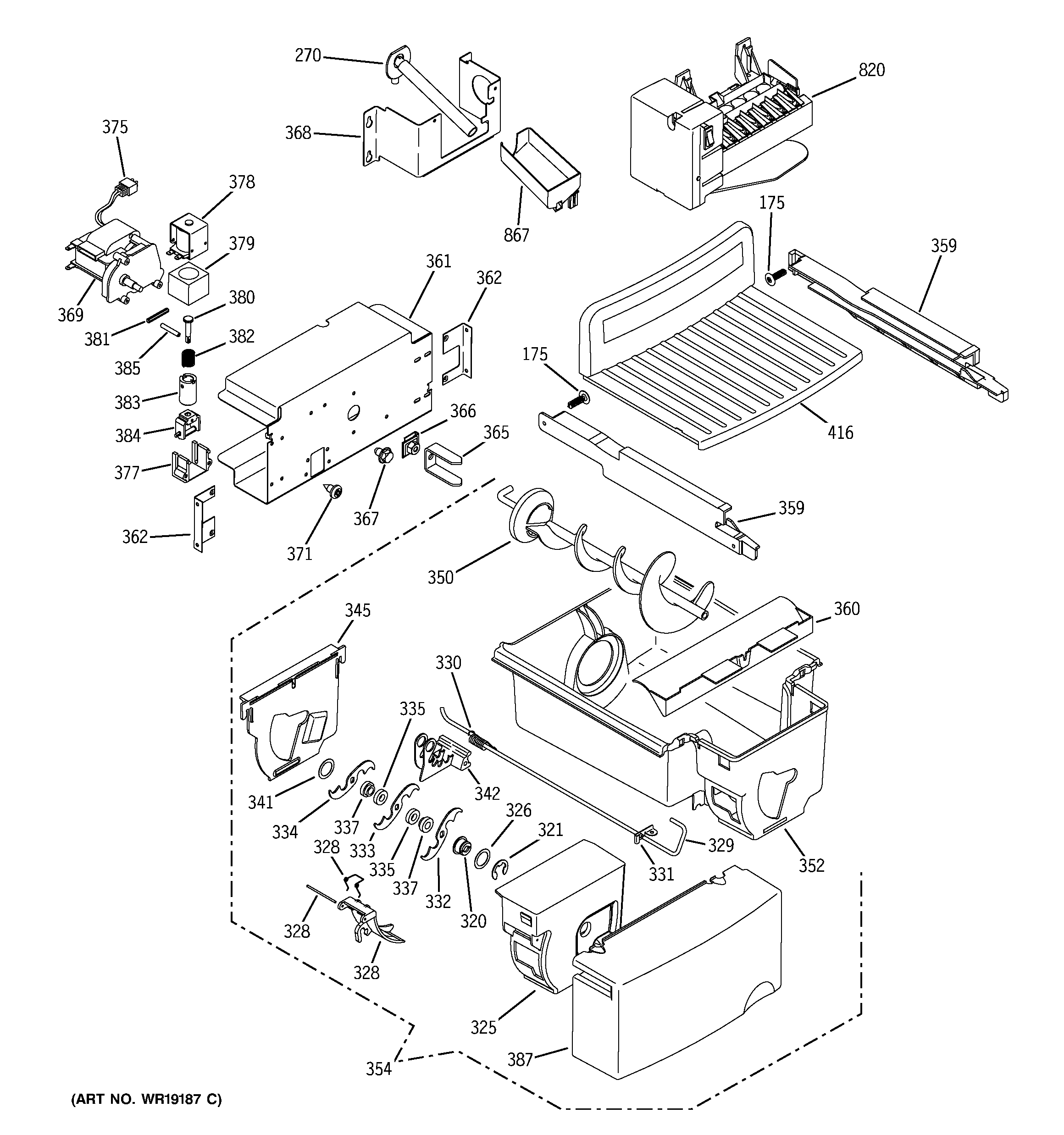 GE GIG21IEMFFWS ice maker & dispenser diagram