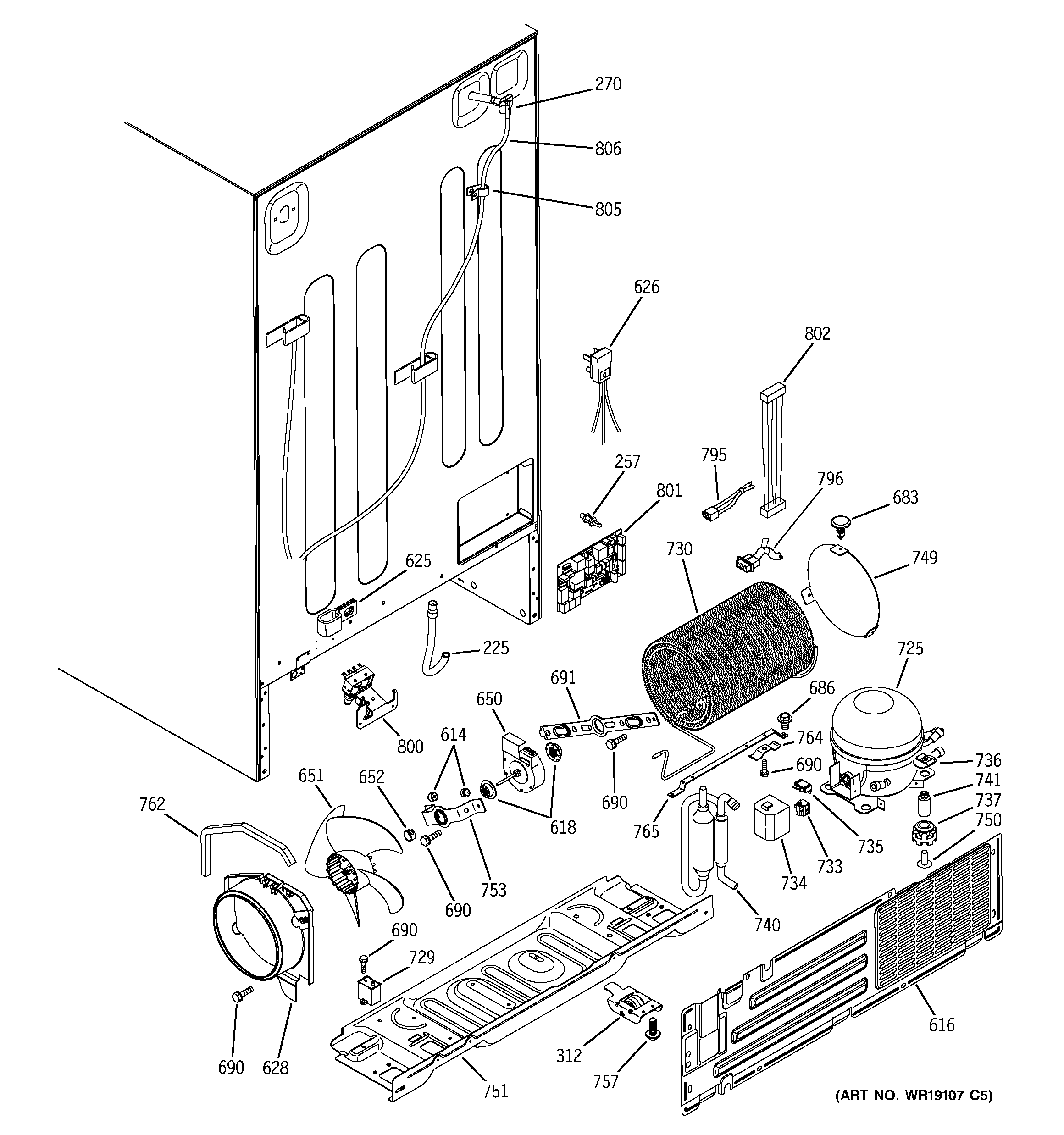 GE GIG21IEMFFWS sealed system & mother board diagram