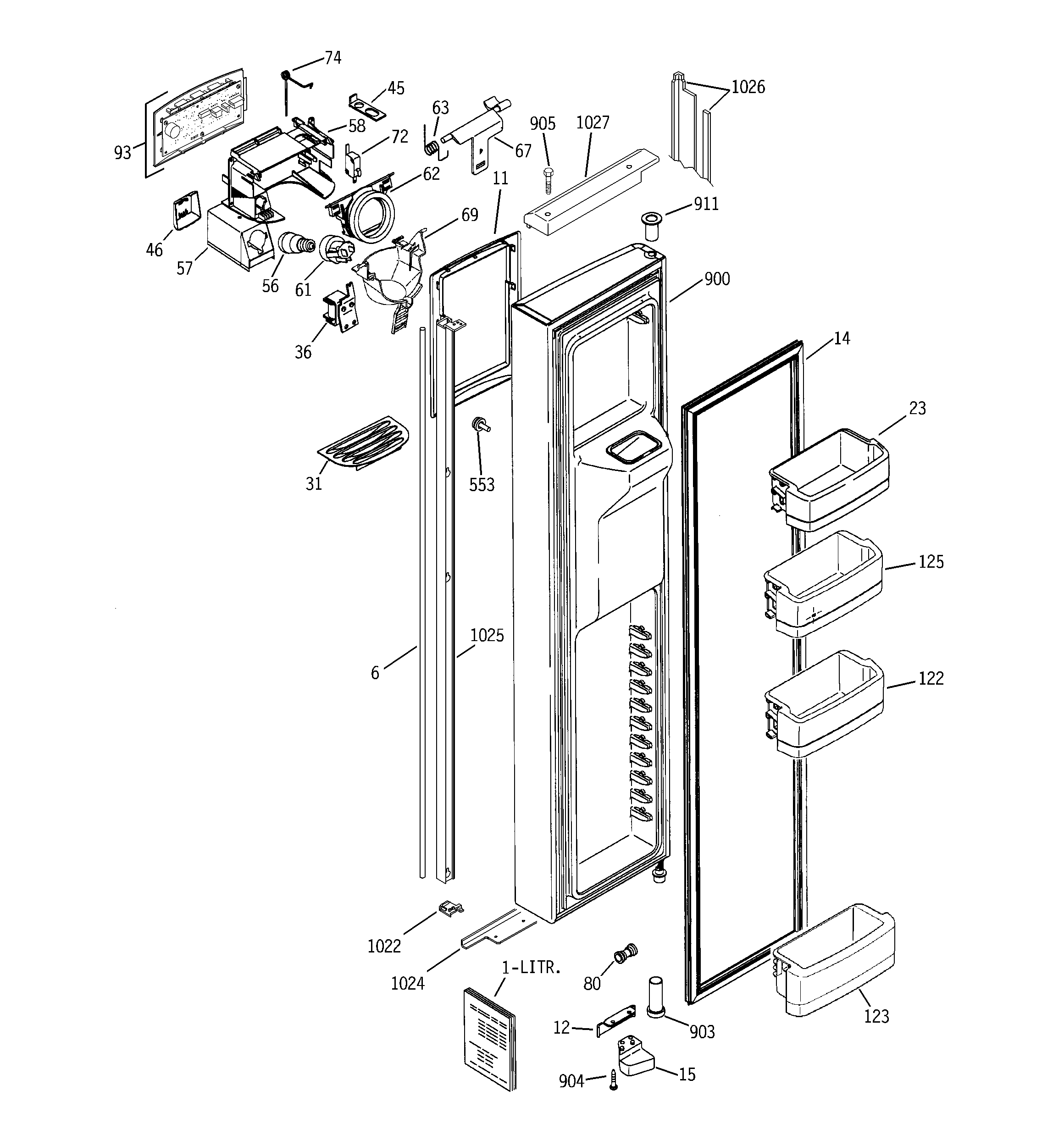 GE GIG21IEMHFWW freezer door diagram