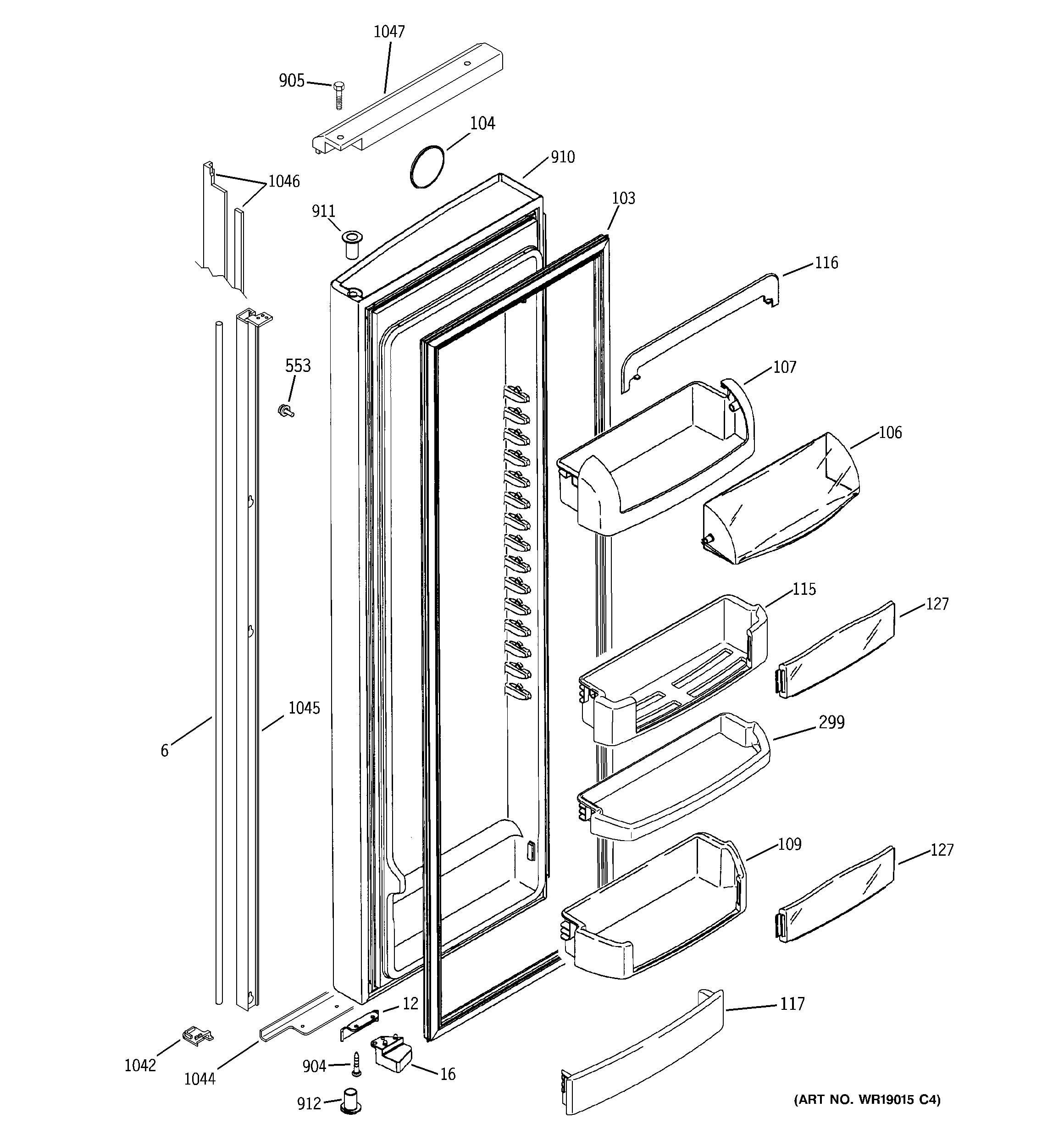 GE GIG21IEMHFWW fresh food door diagram