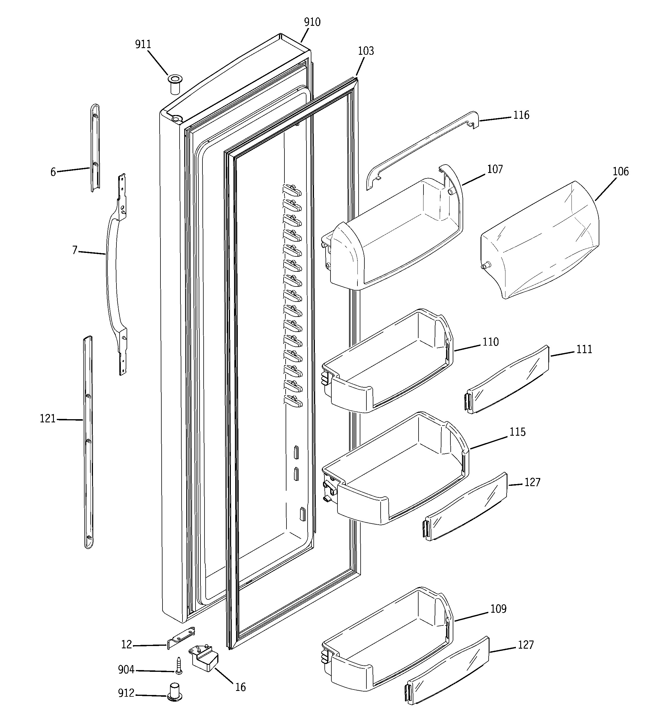 GE GSC23LGPACC fresh food door diagram