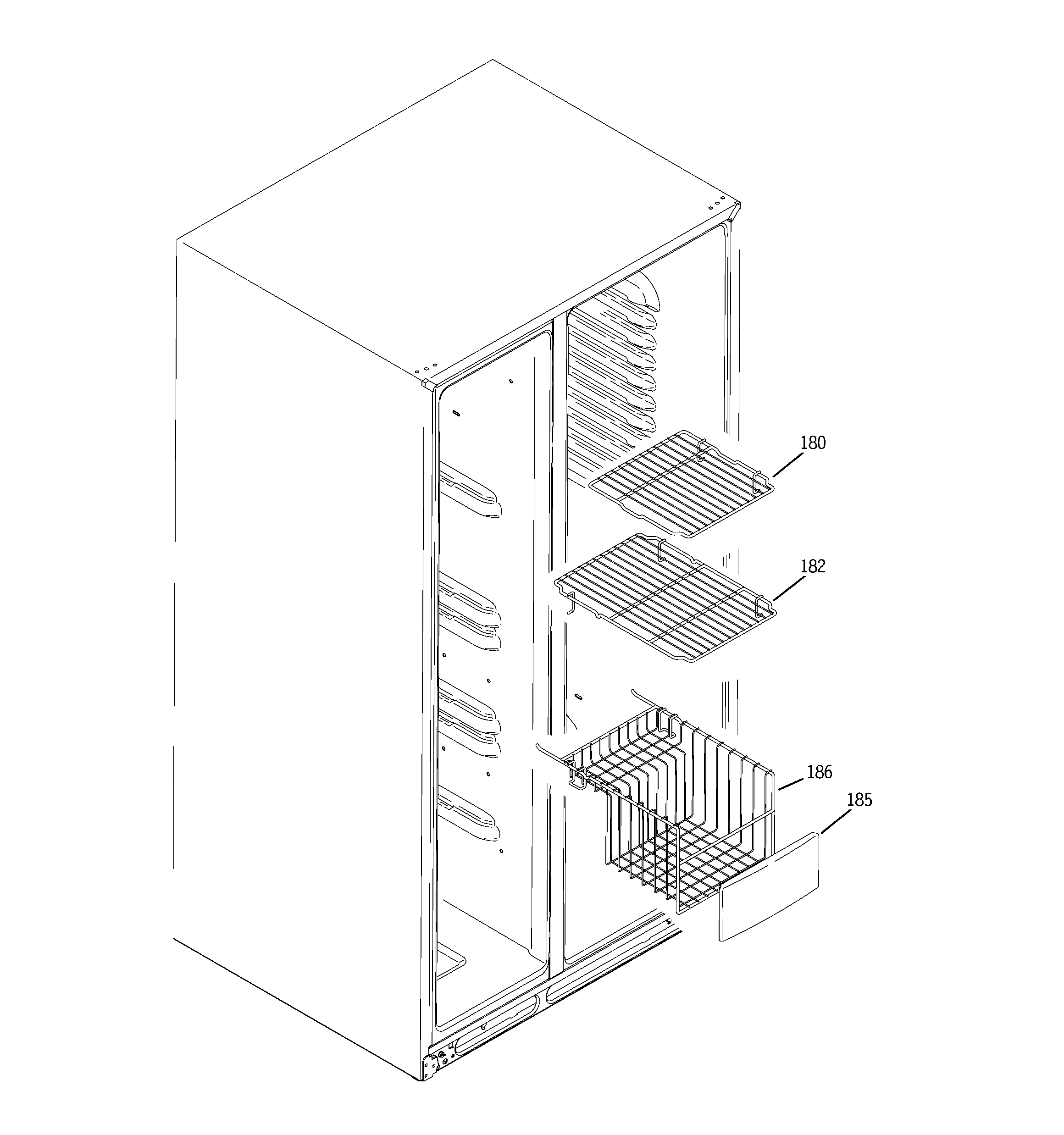 GE GSC23LGPACC freezer shelves diagram