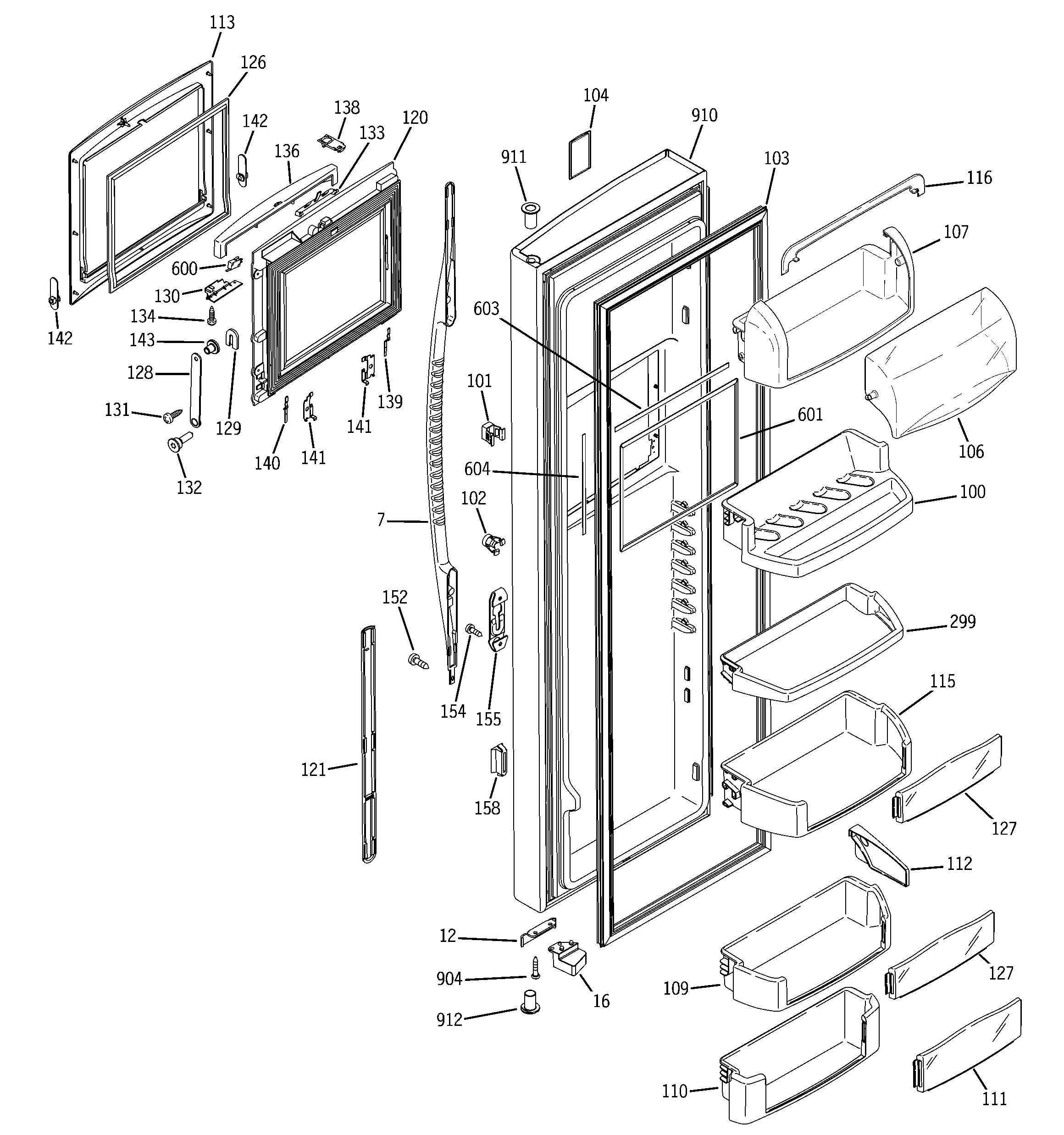 GE PCG23NJMHFWW fresh food door diagram
