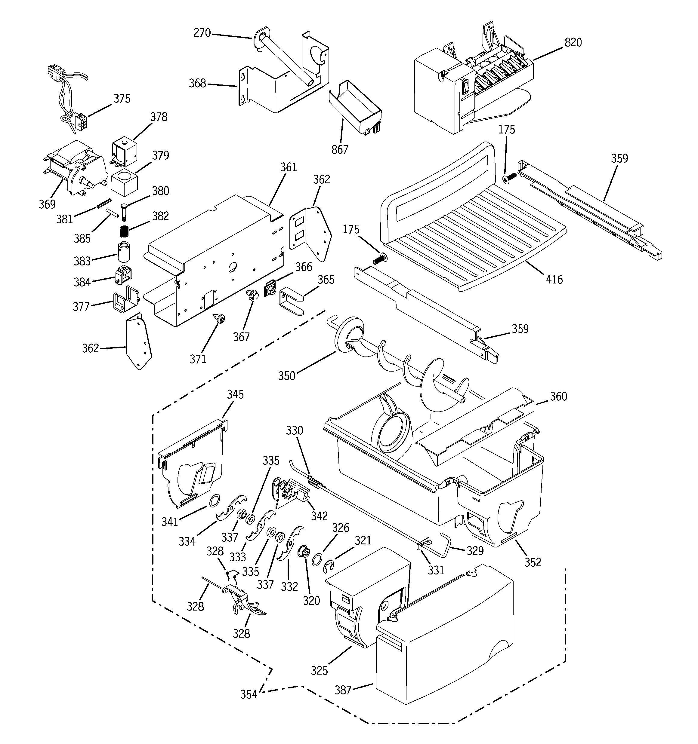 GE PCG23NJMHFWW ice maker & dispenser diagram
