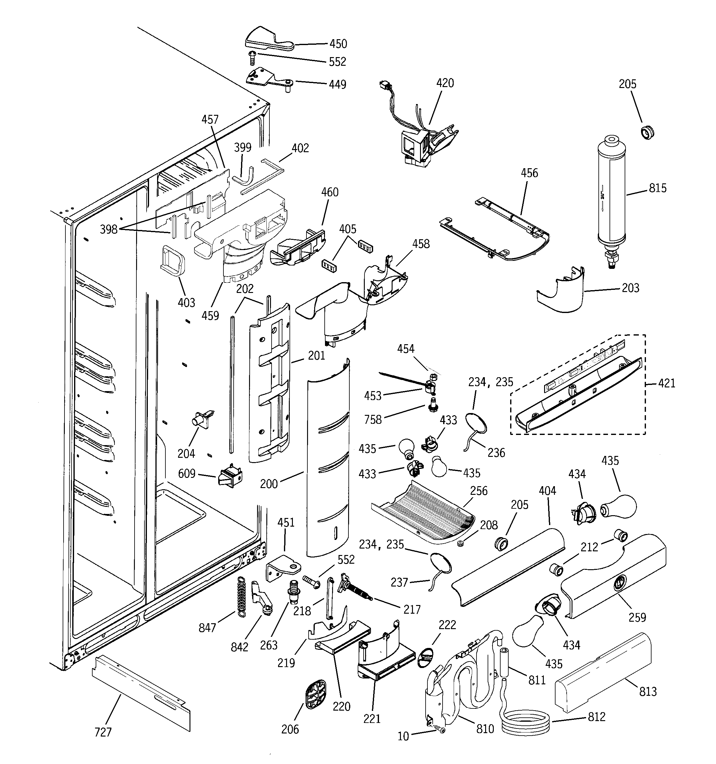 GE PCG23NJMHFWW fresh food section diagram