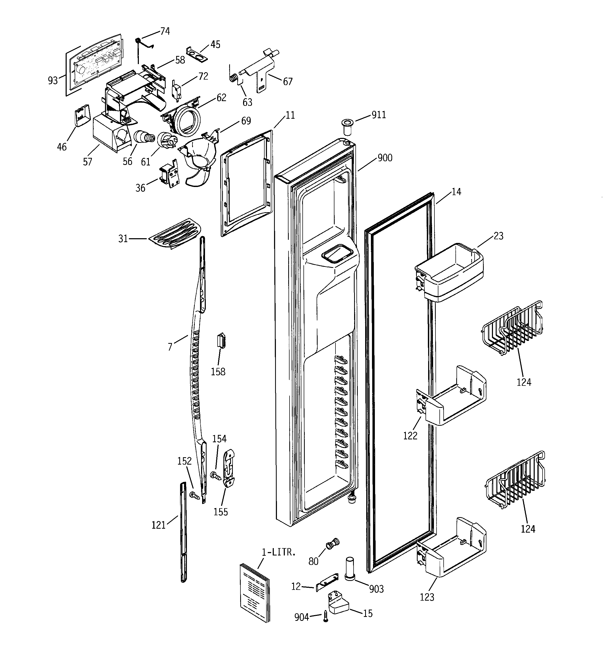 GE PSG29NHMHCWW freezer door diagram