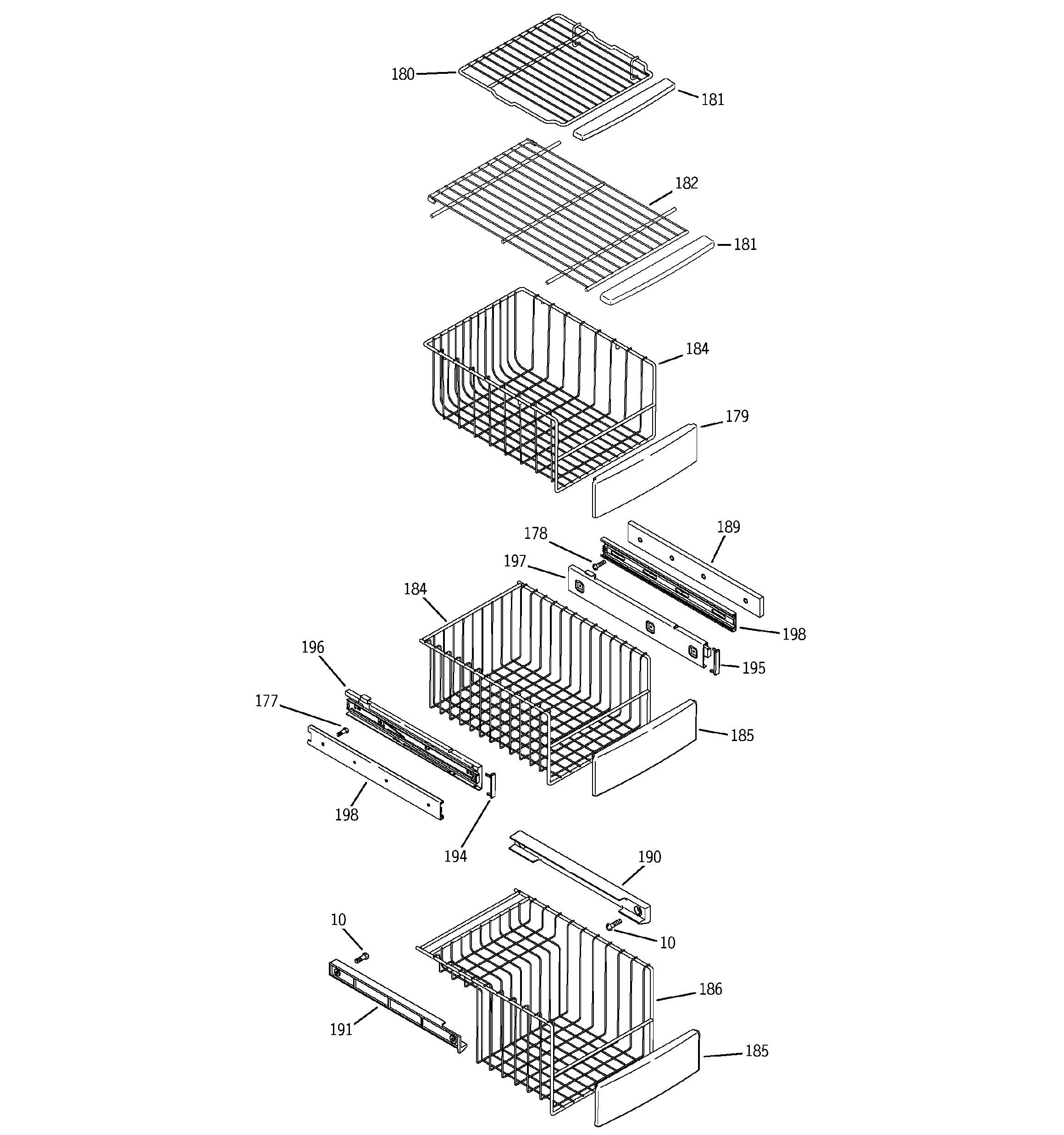 GE PSG29NHMHCWW freezer shelves diagram