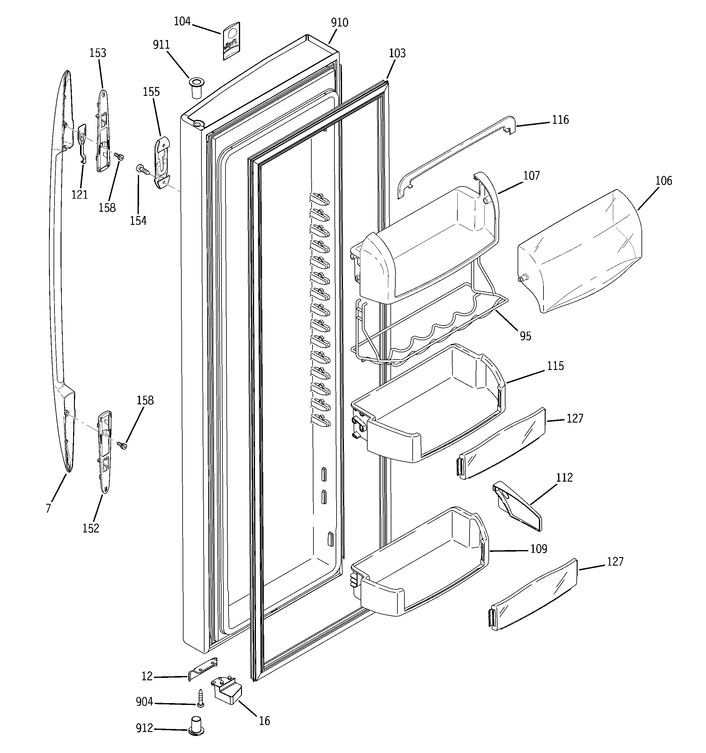 GE PSW26SGPASS fresh food door diagram