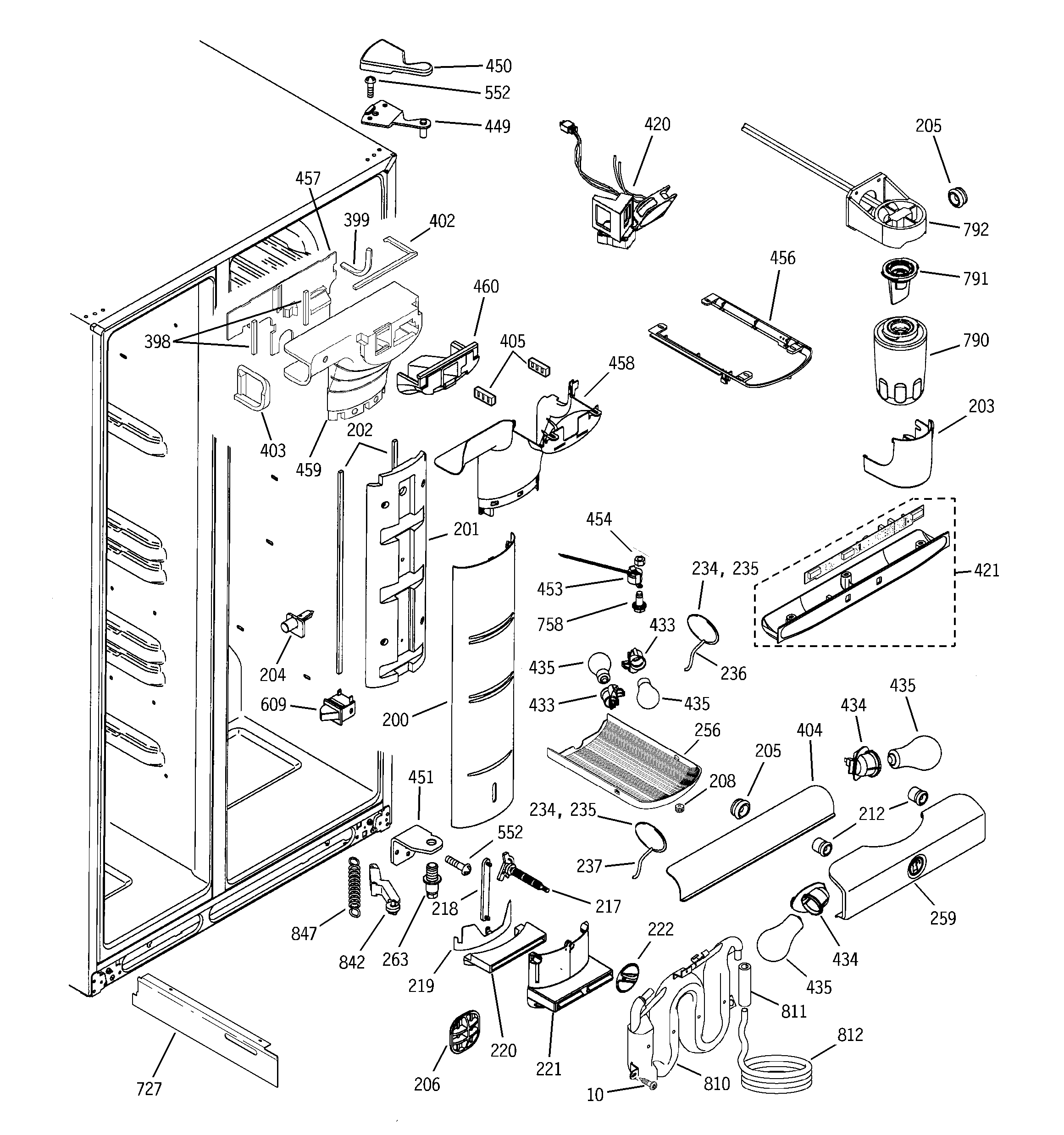 GE PSW26SGPASS fresh food section diagram