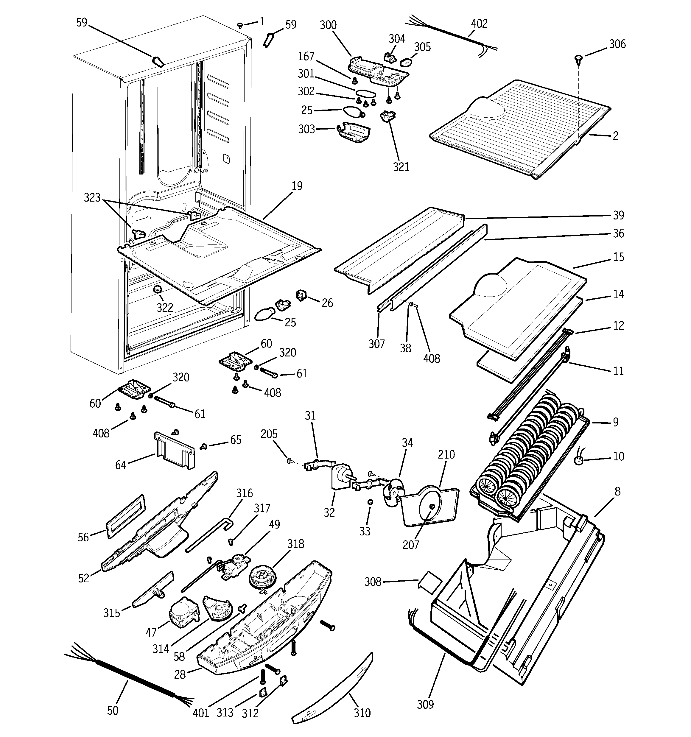 GE GBS18HBPBCC cabinet diagram