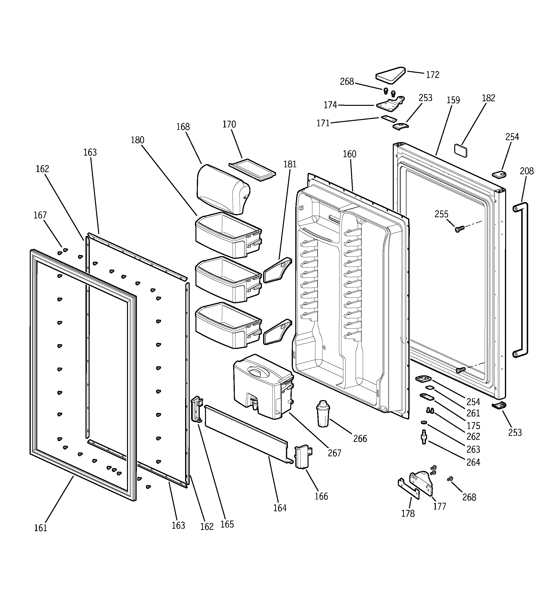 GE GDS18SBPBRSS fresh food door diagram