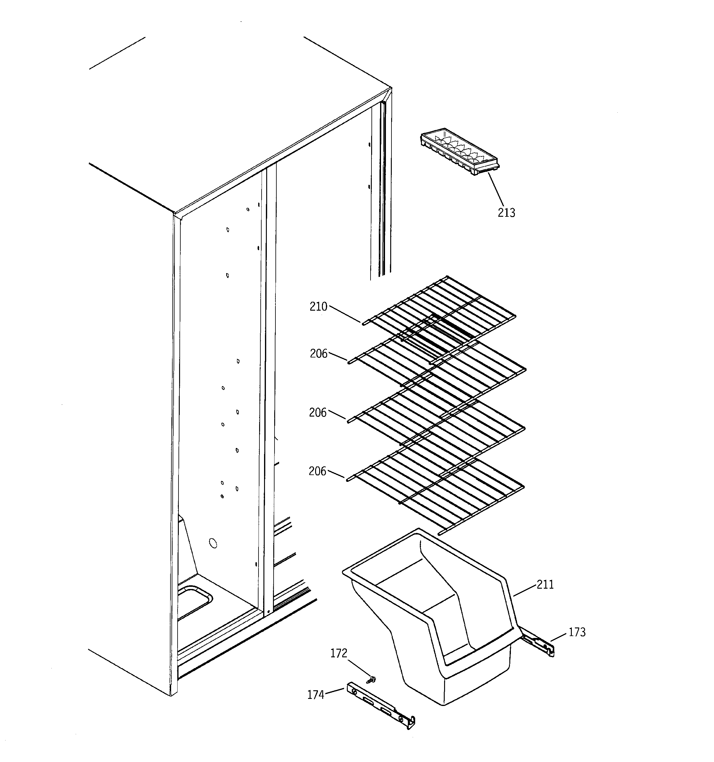 GE GSS20IBPDCC freezer shelves diagram