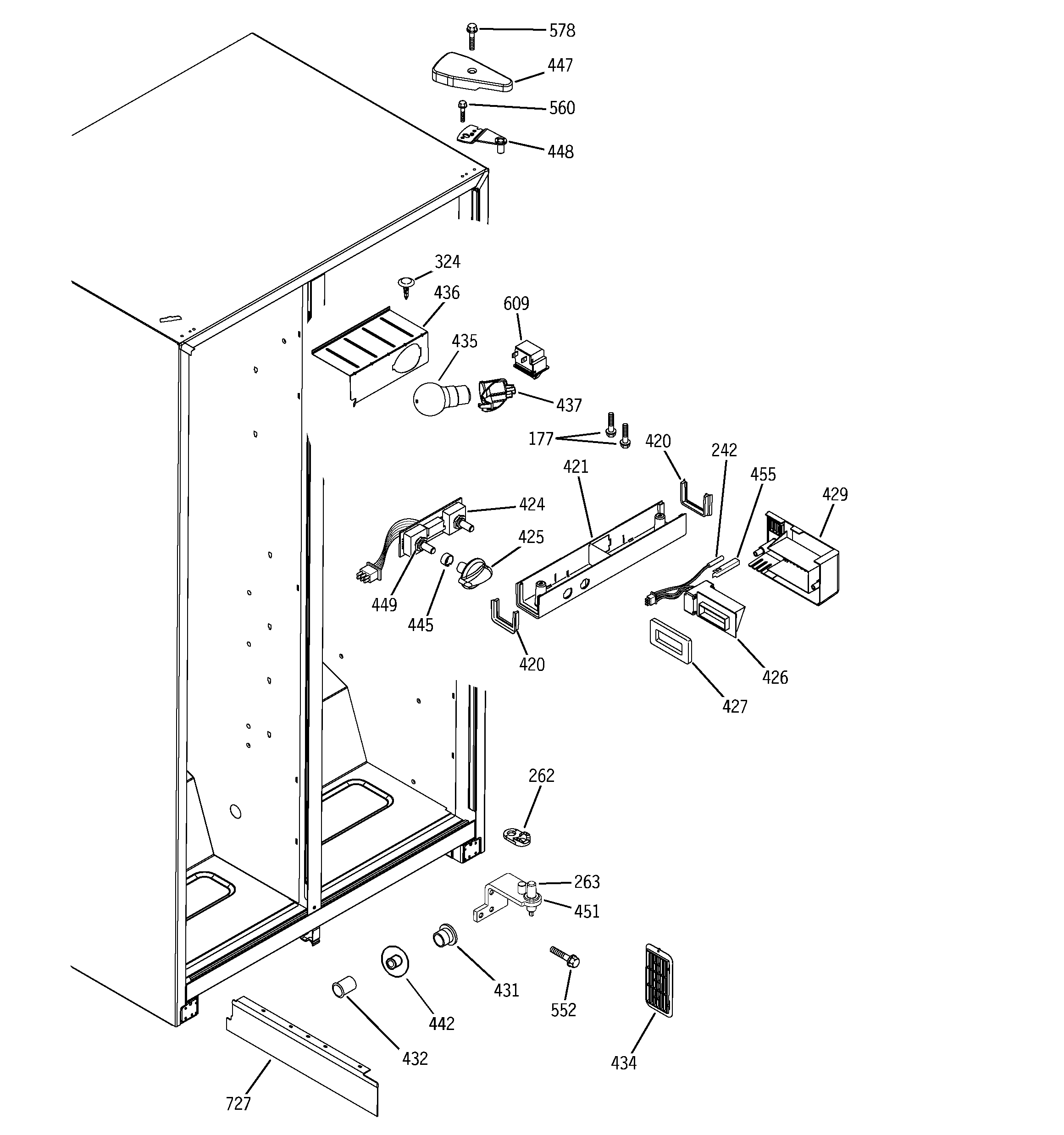 GE GSS20IBPDCC fresh food section diagram
