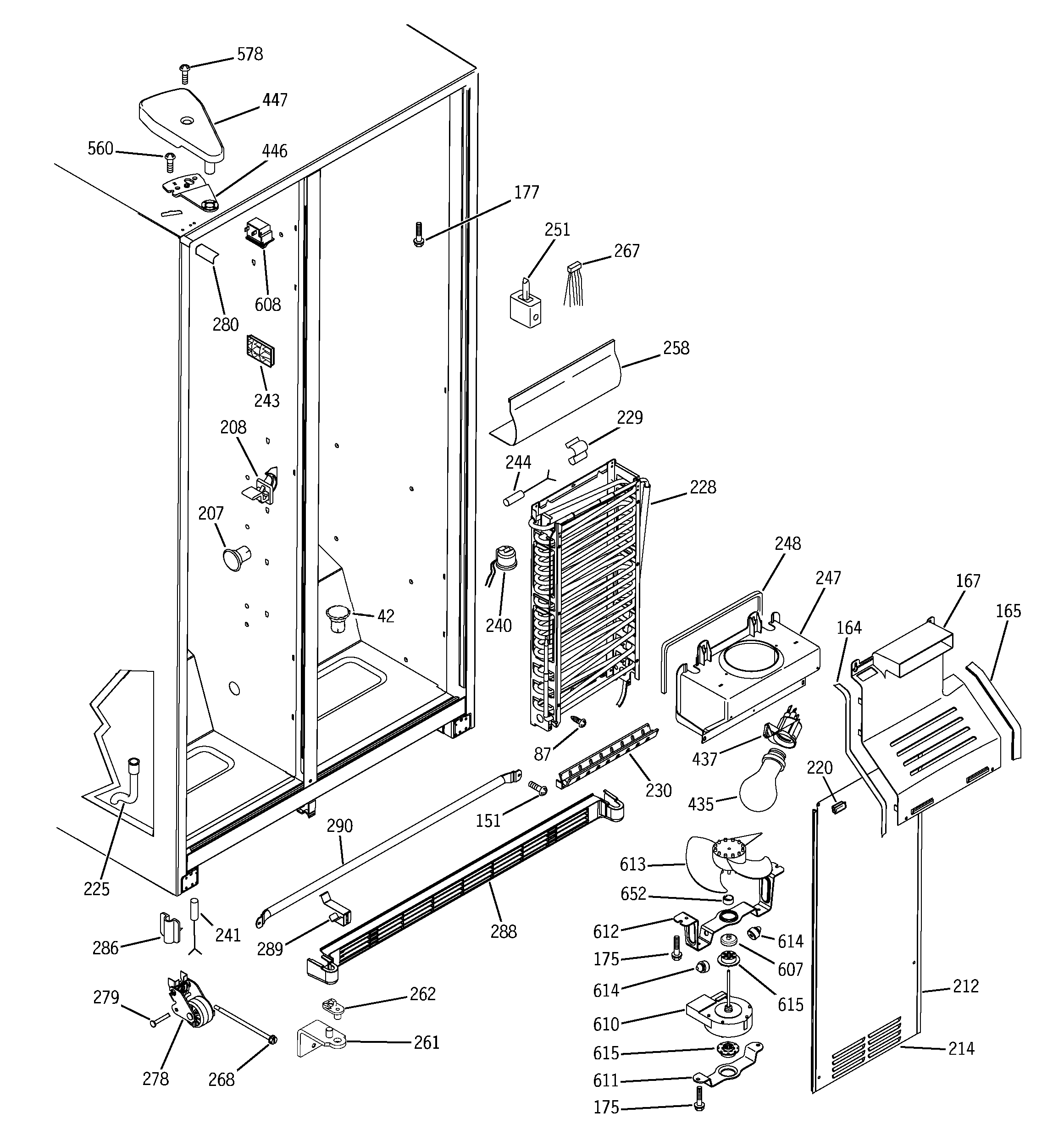 GE GSS22IBPDWW freezer section diagram