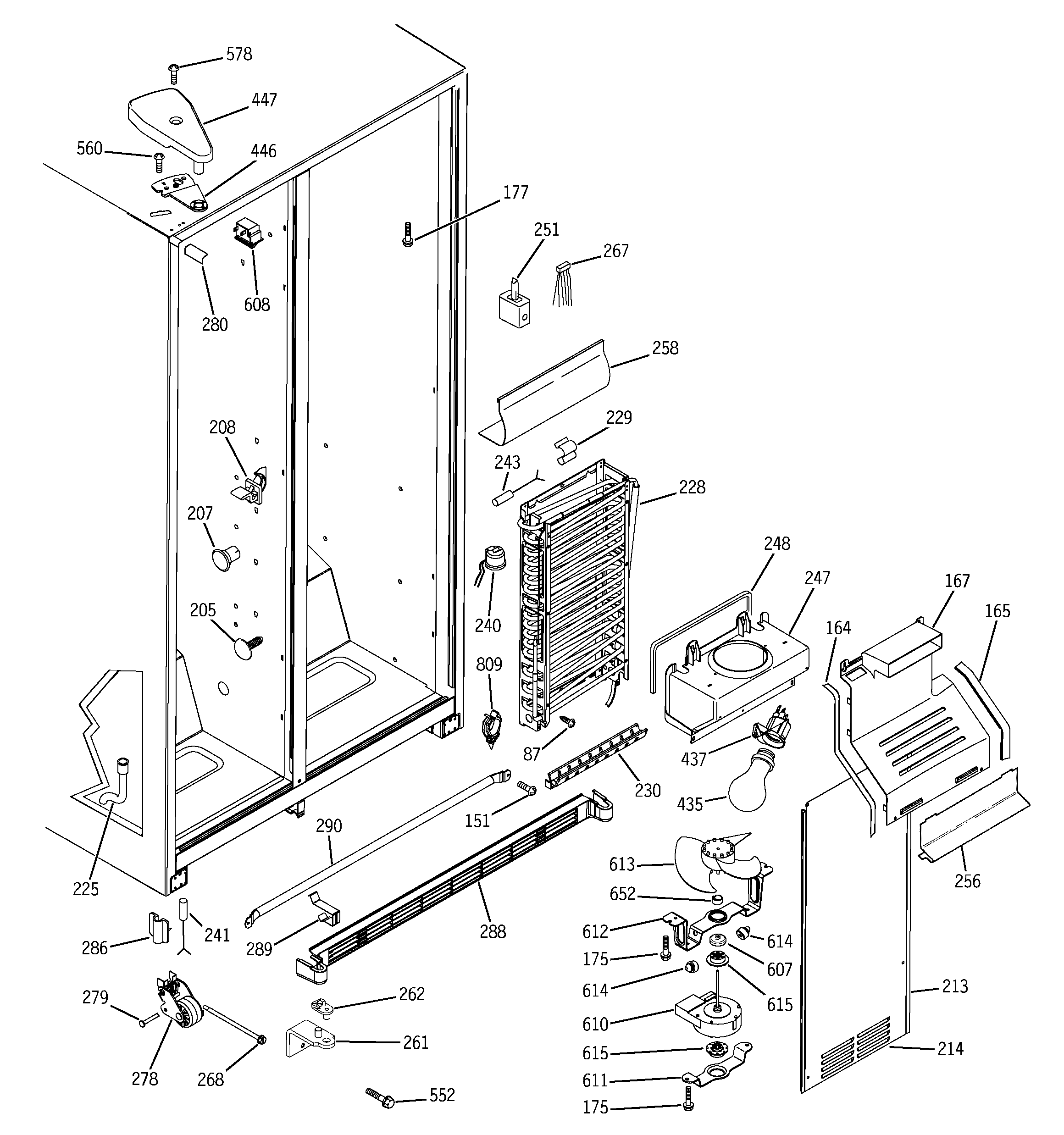 GE GSS22JEPDBB freezer section diagram