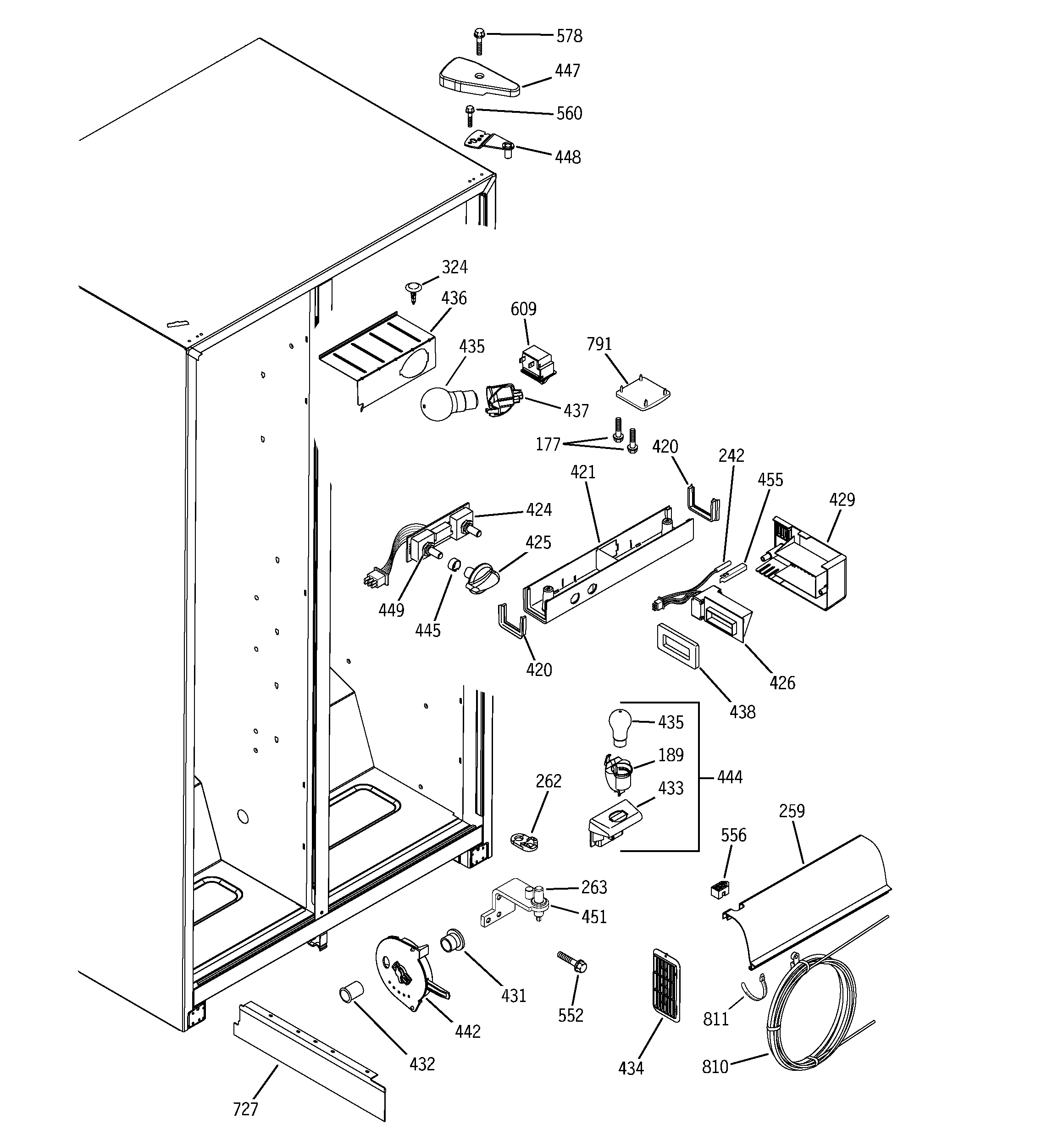 GE GSS22JEPDBB fresh food section diagram