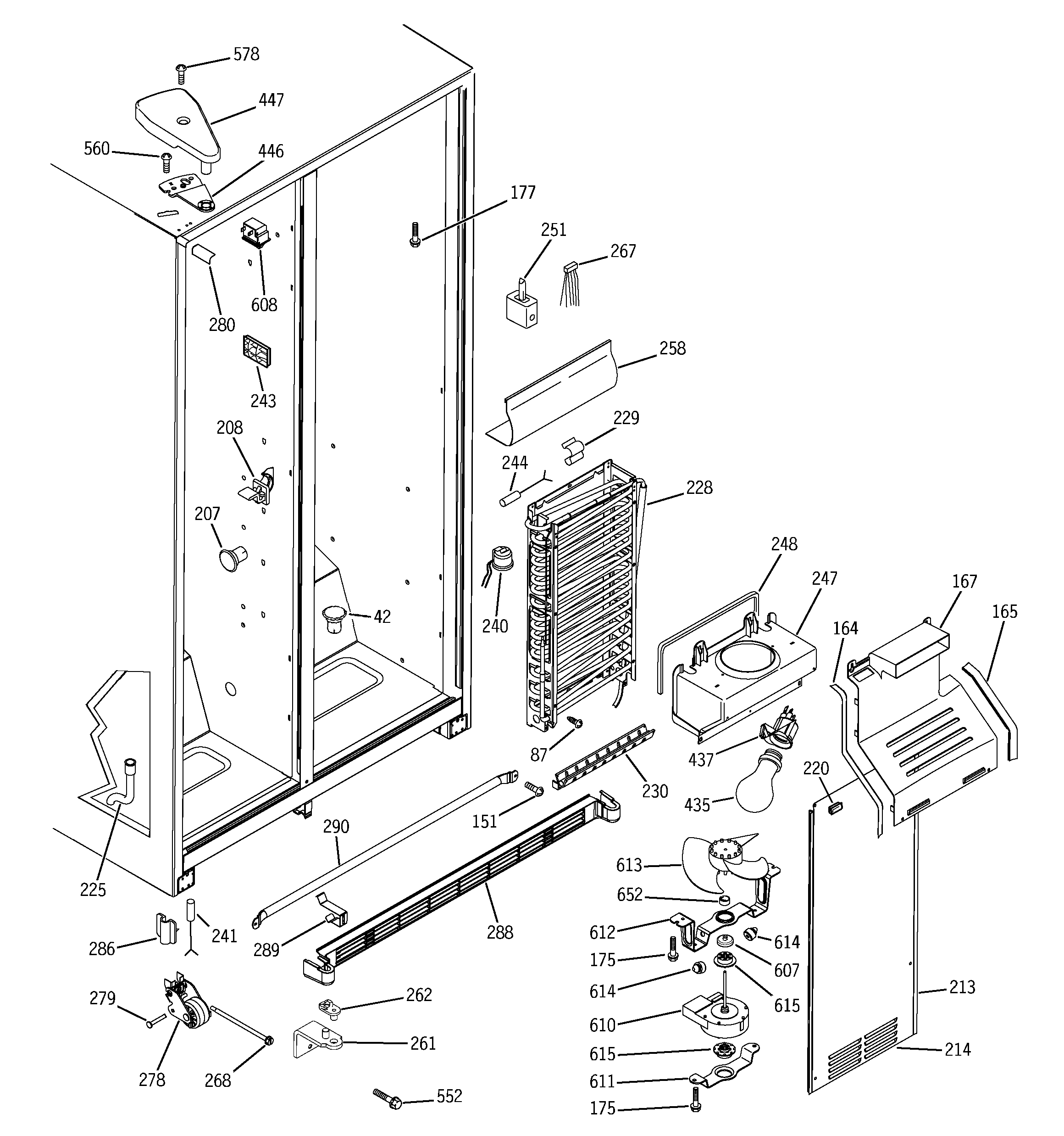GE GST20IBPDWW freezer section diagram